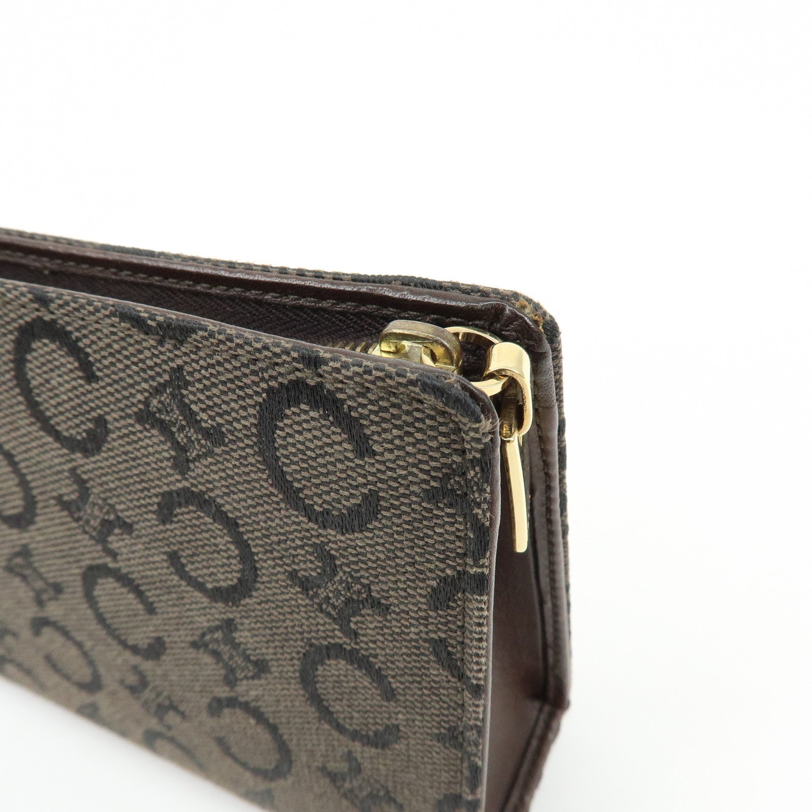 CELINE C Macadam Canvas Mini Cosmetic Pouch Makeup Bag Brown