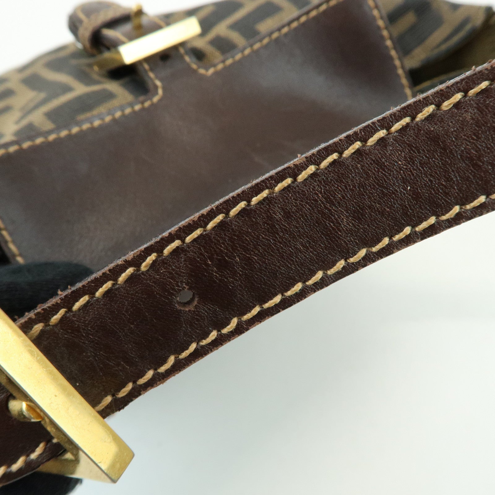 FENDI Zucca Canvas Leather Hand Bag Shoulder Bag Brown 15214
