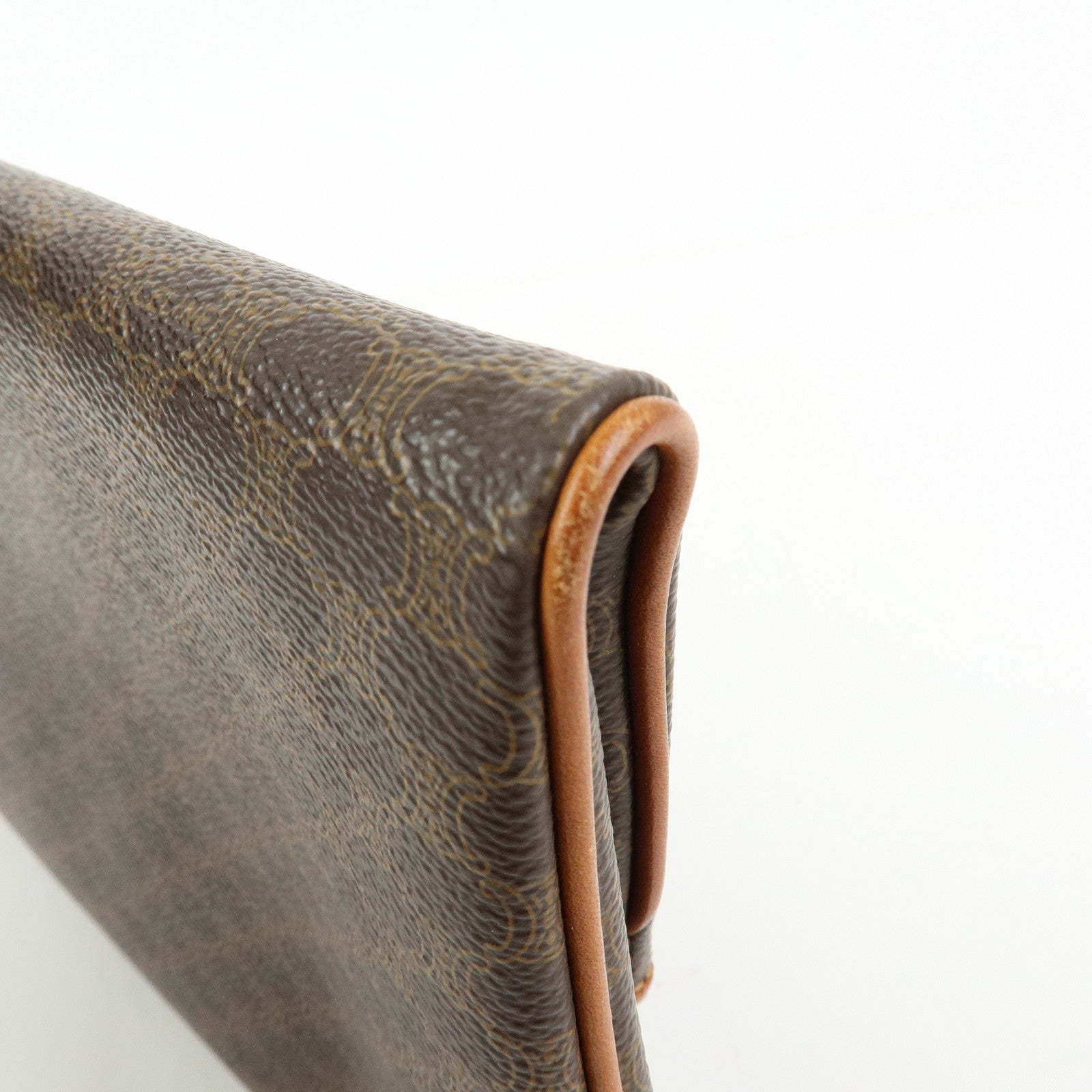 CELINE Macadam Leather Flap Clutch Bag Brown
