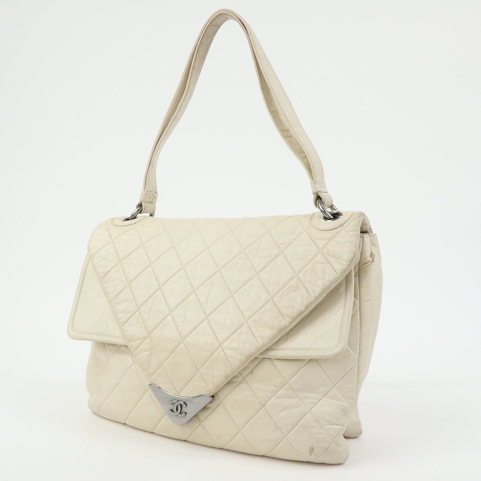 CHANEL Matelasse COCO Mark Calf Leather Double Flap Shoulder Bag
