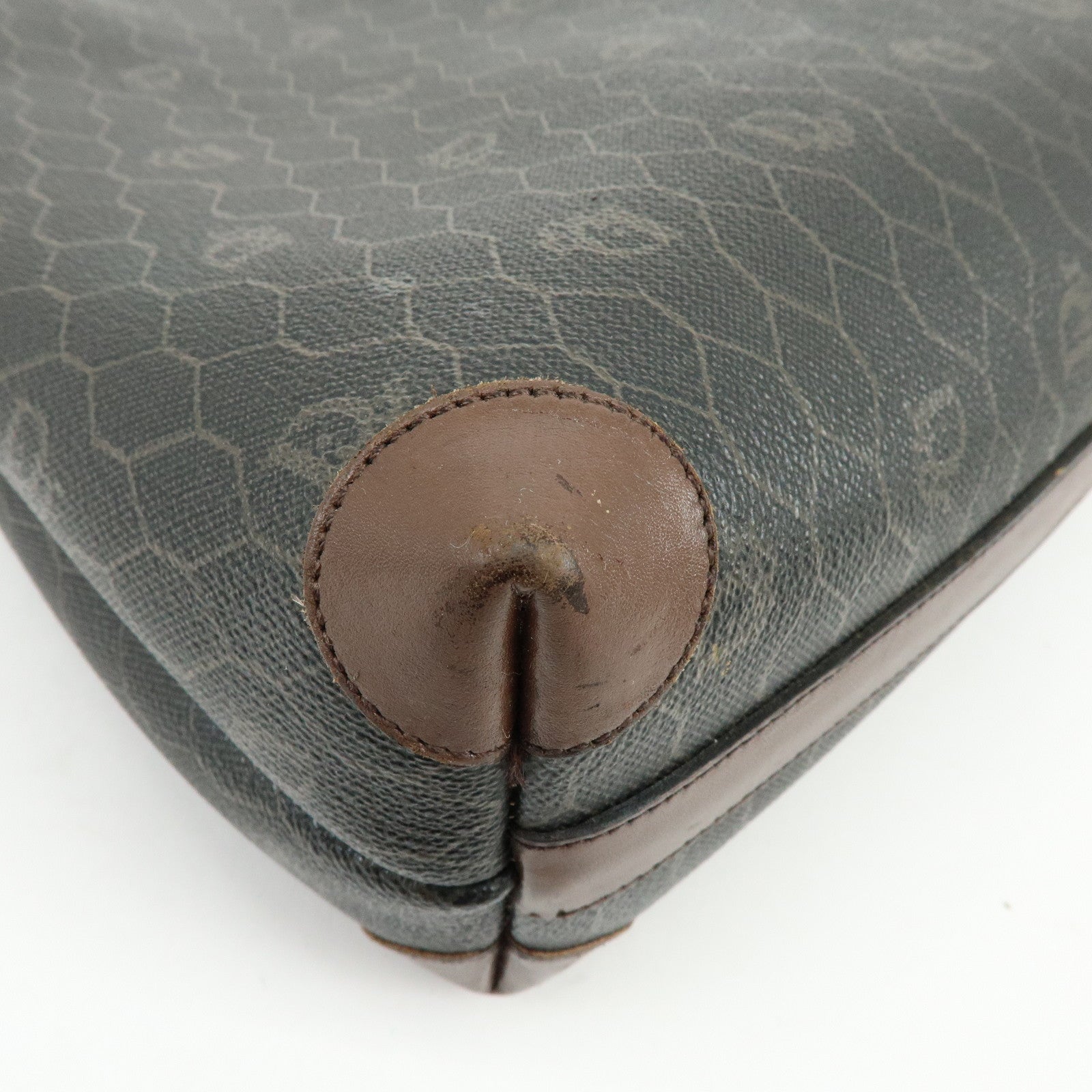 Christian Dior Honeycomb PVC Leather Shoulder Bag Brown Black