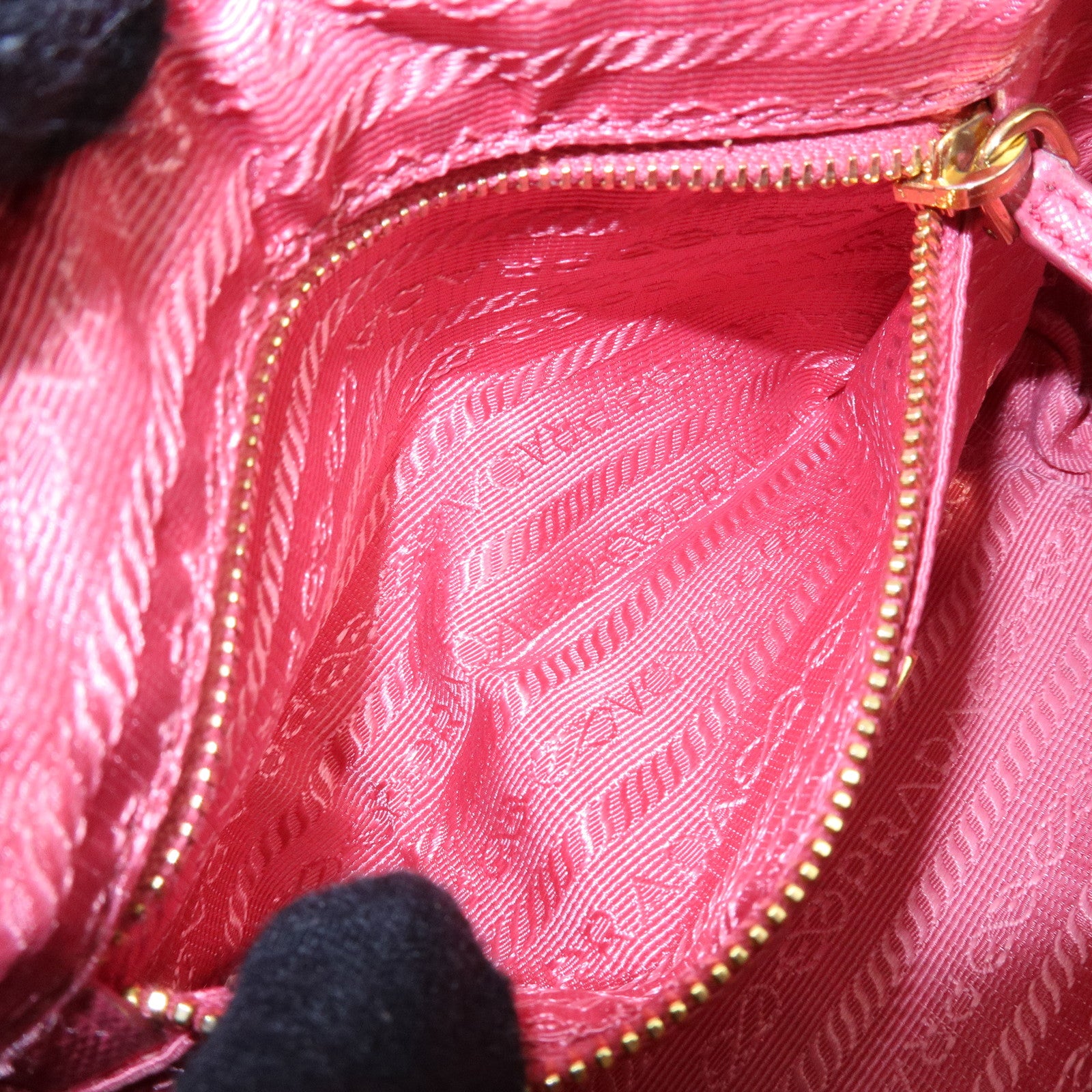PRADA Triangle Logo Canvas Leather Pouch Cosmetic Pouch Pink