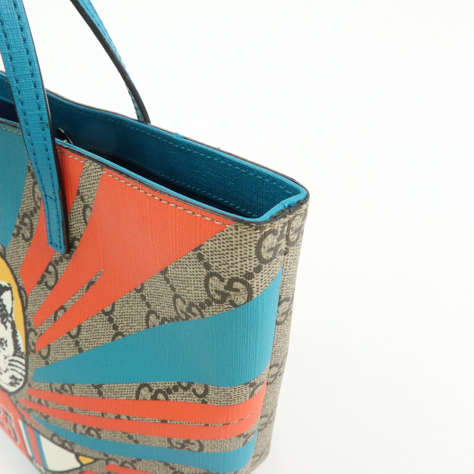 GUCCI Children's GG Supreme Tote Bag Hand Bag Space Cat Beige