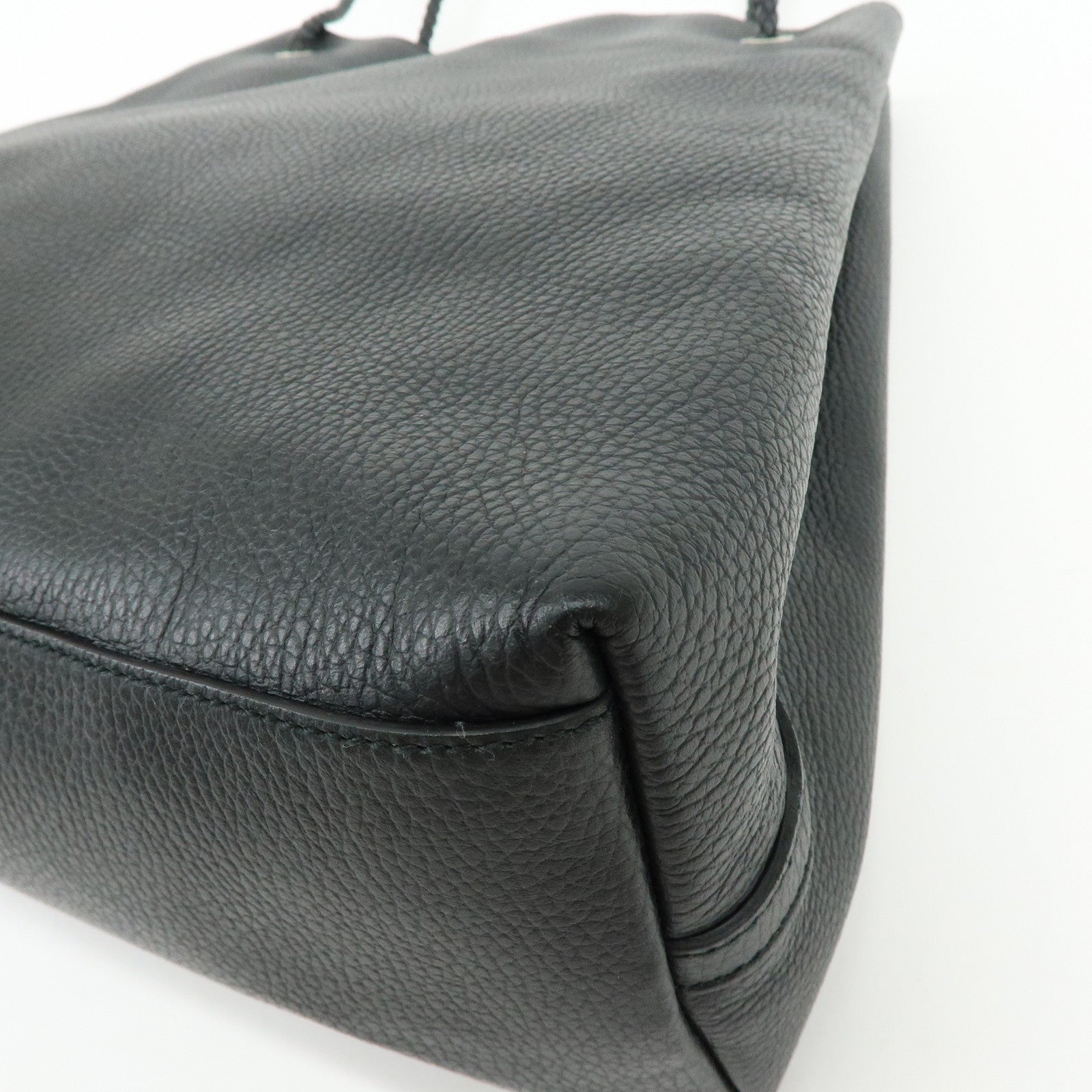 GUCCI Logo Leather Tote Bag Shoulder Bag Black 380118