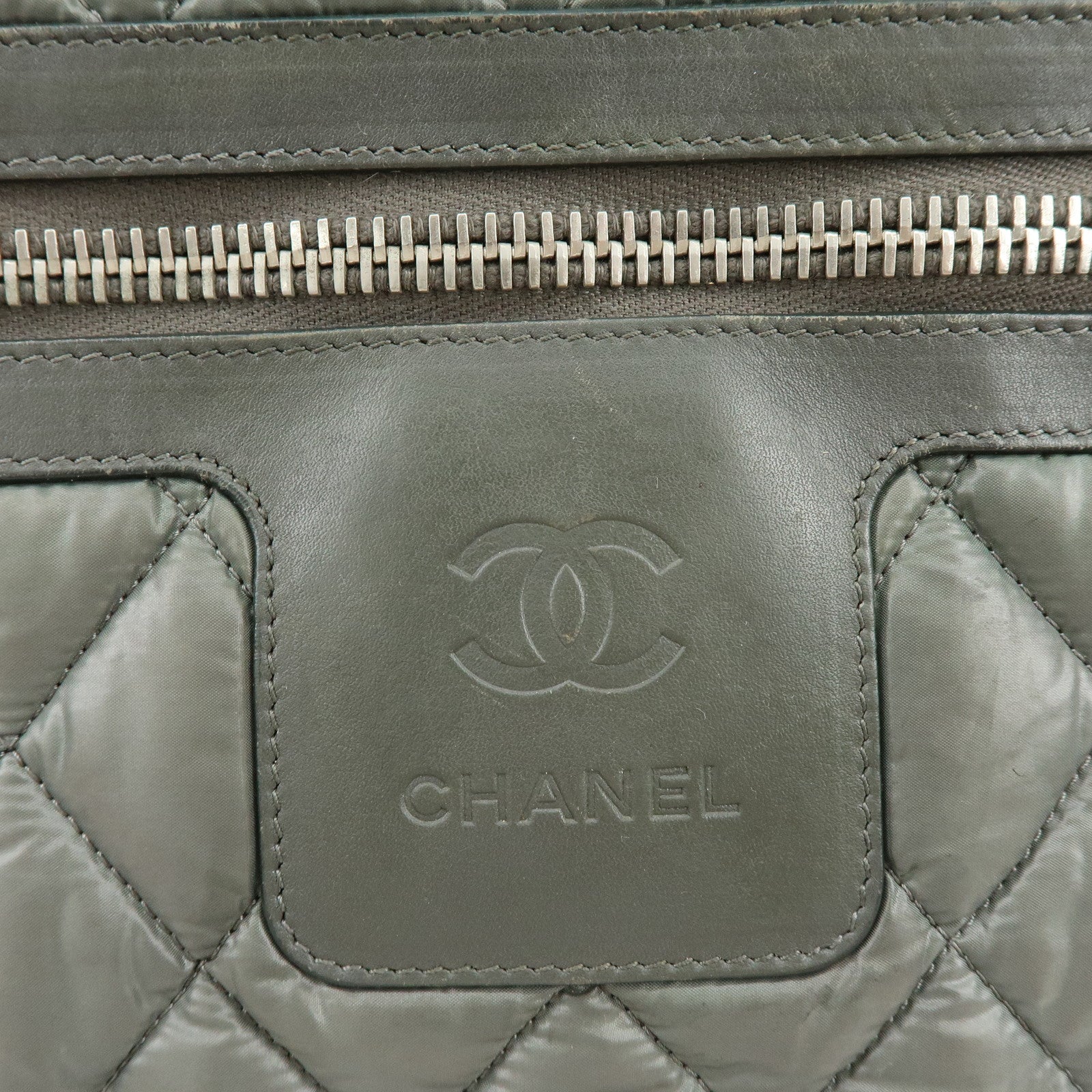 Chanel Nylon Leather Coco Cocoon Medium Tote Bag Khaki A48611