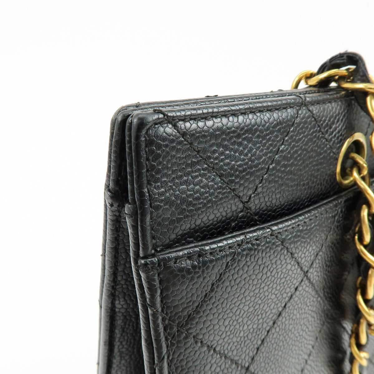 CHANEL Matelasse Caviarskin Chain Shoulder Bag Hand Bag Black A08907