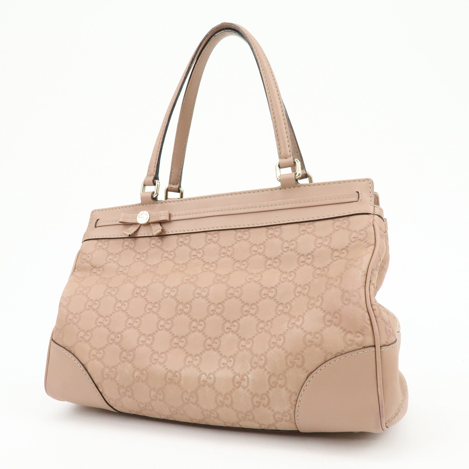 GUCCI Guccissima Leather Mayfair Tote Shoulder Bag Pink