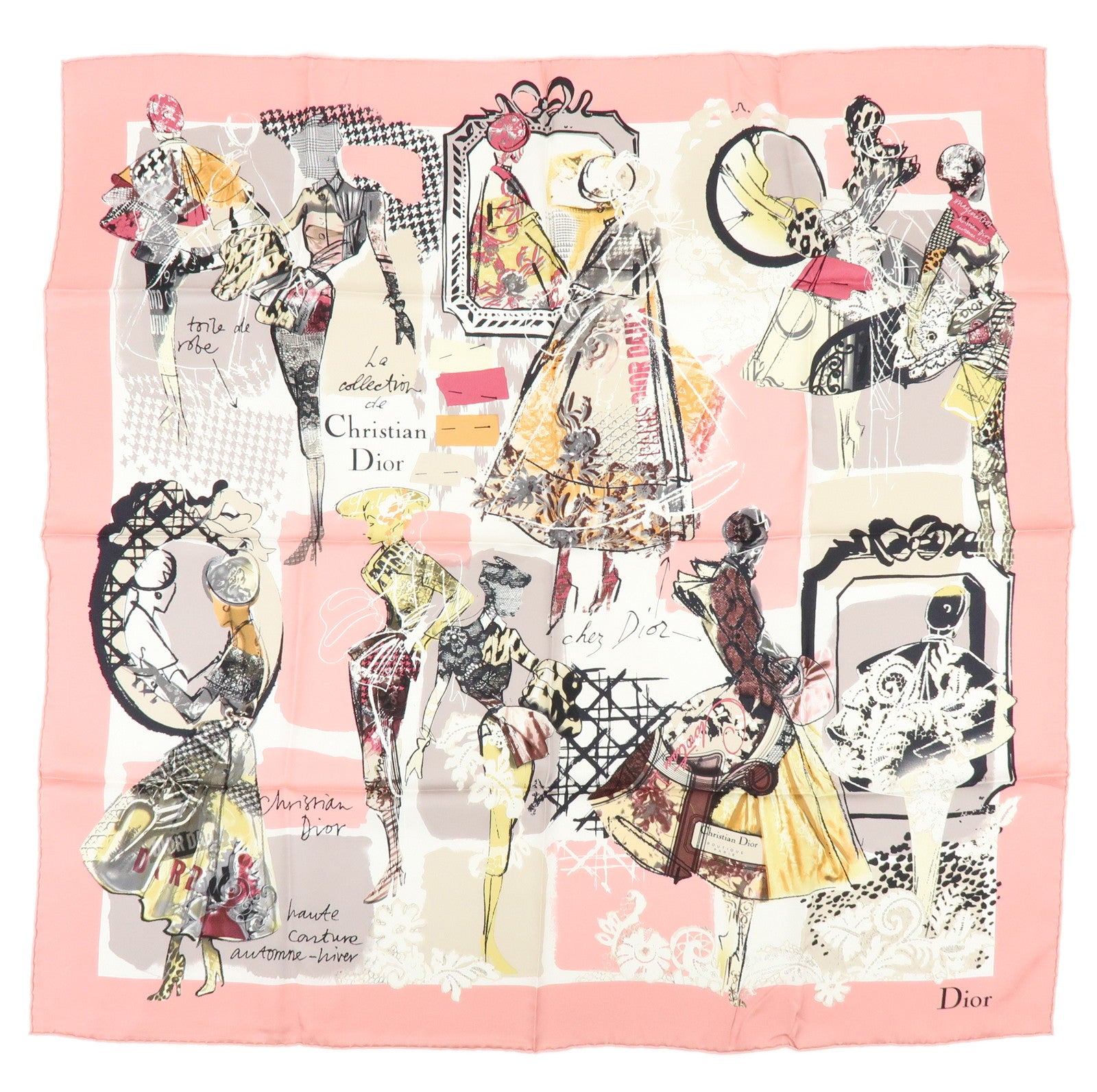 Christian Dior Silk 100% Scarf Shawl Ladies Print Pink