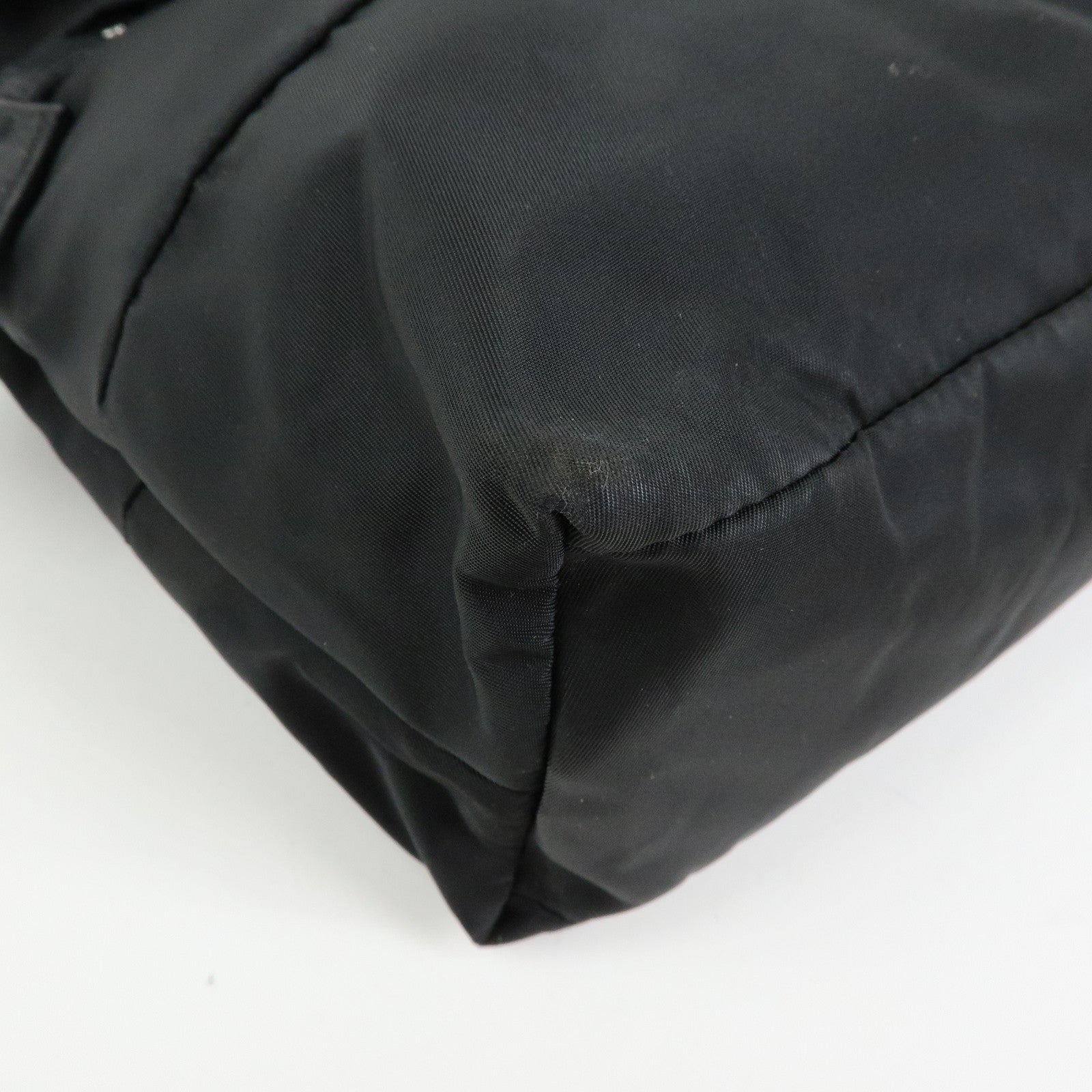 PRADA Triangle Logo Nylon Leather Shoulder Bag Crossbody Bag Black