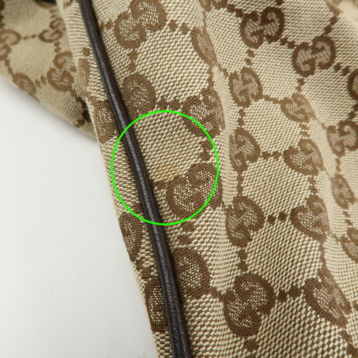 GUCCI Bamboo GG Canvas Leather 2Way Bag Hand Bag Beige Brown 169976