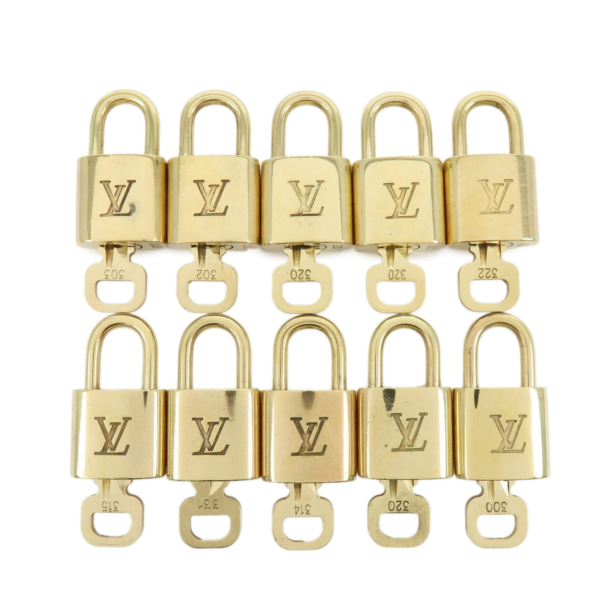 Louis Vuitton Lot of 10 Lock & Key Cadena Key Lock Gold