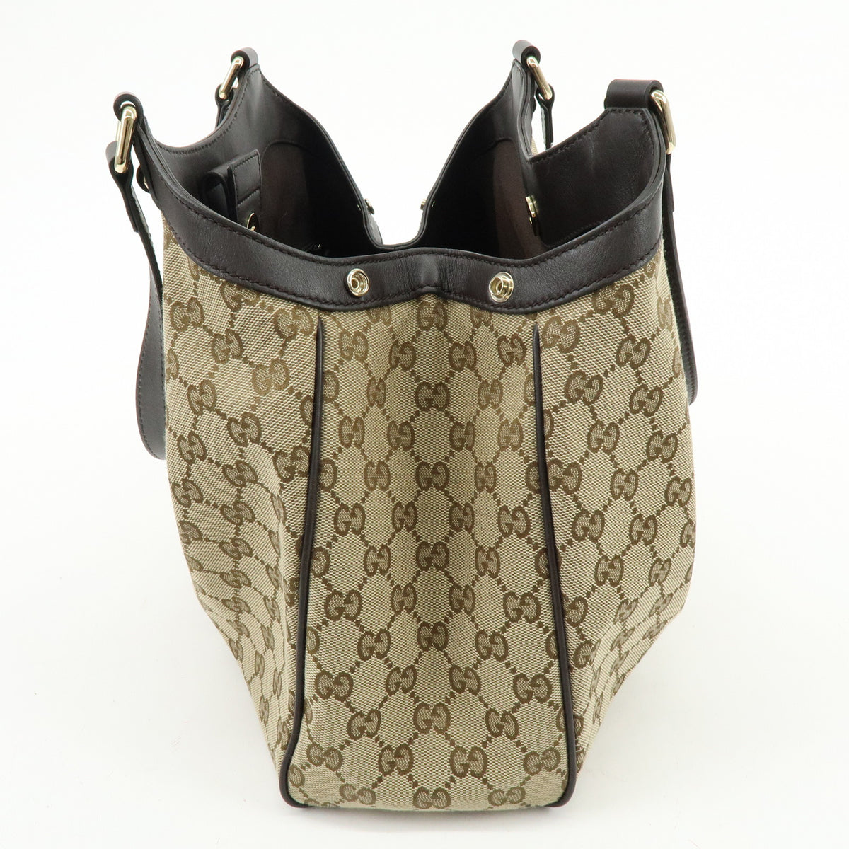 GUCCI GG Canvas Leather Hand Bag Shoulder Bag Toe Bag Brown 388919