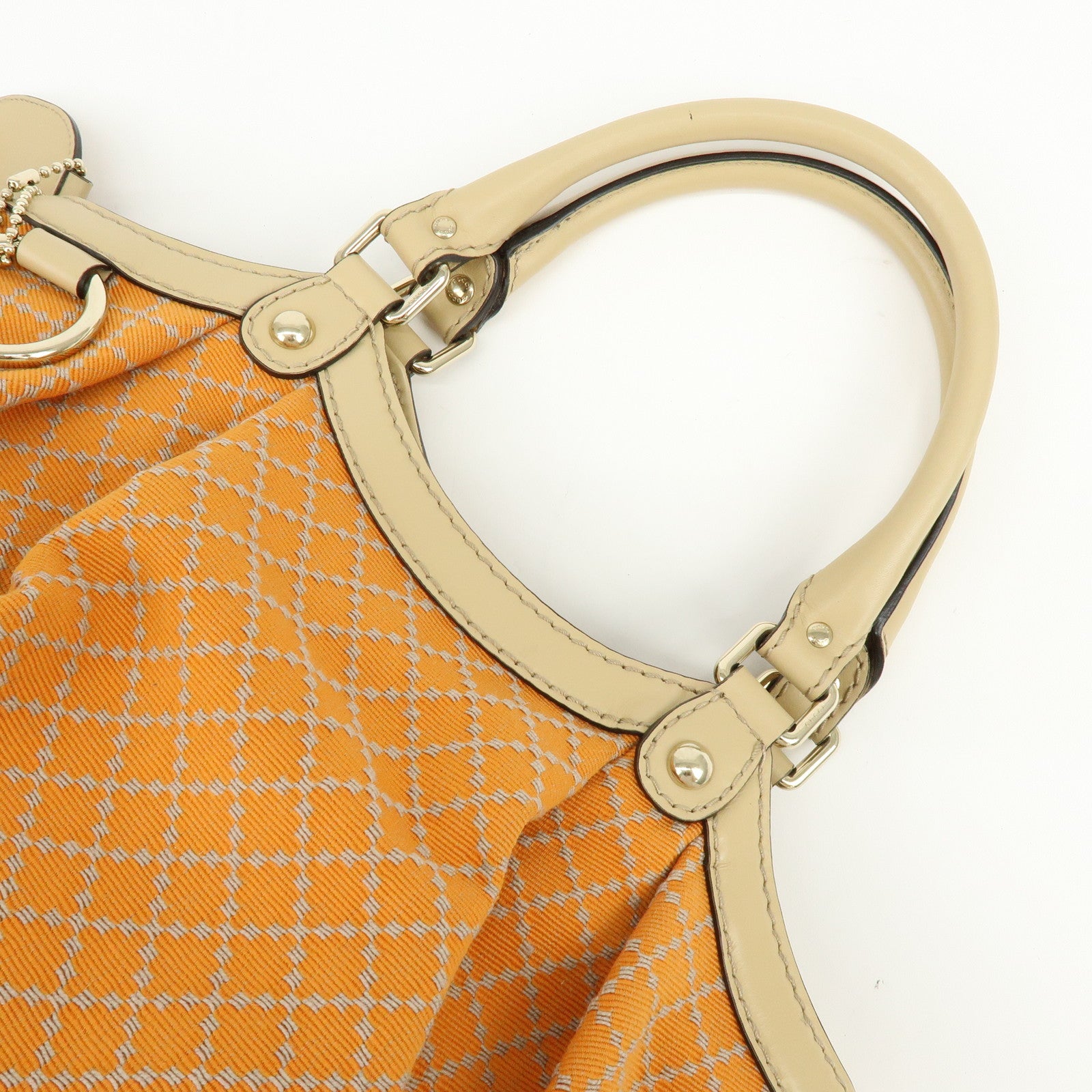GUCCI Sukey Interlocking G Diamante Canvas Leather Hand Bag 211944