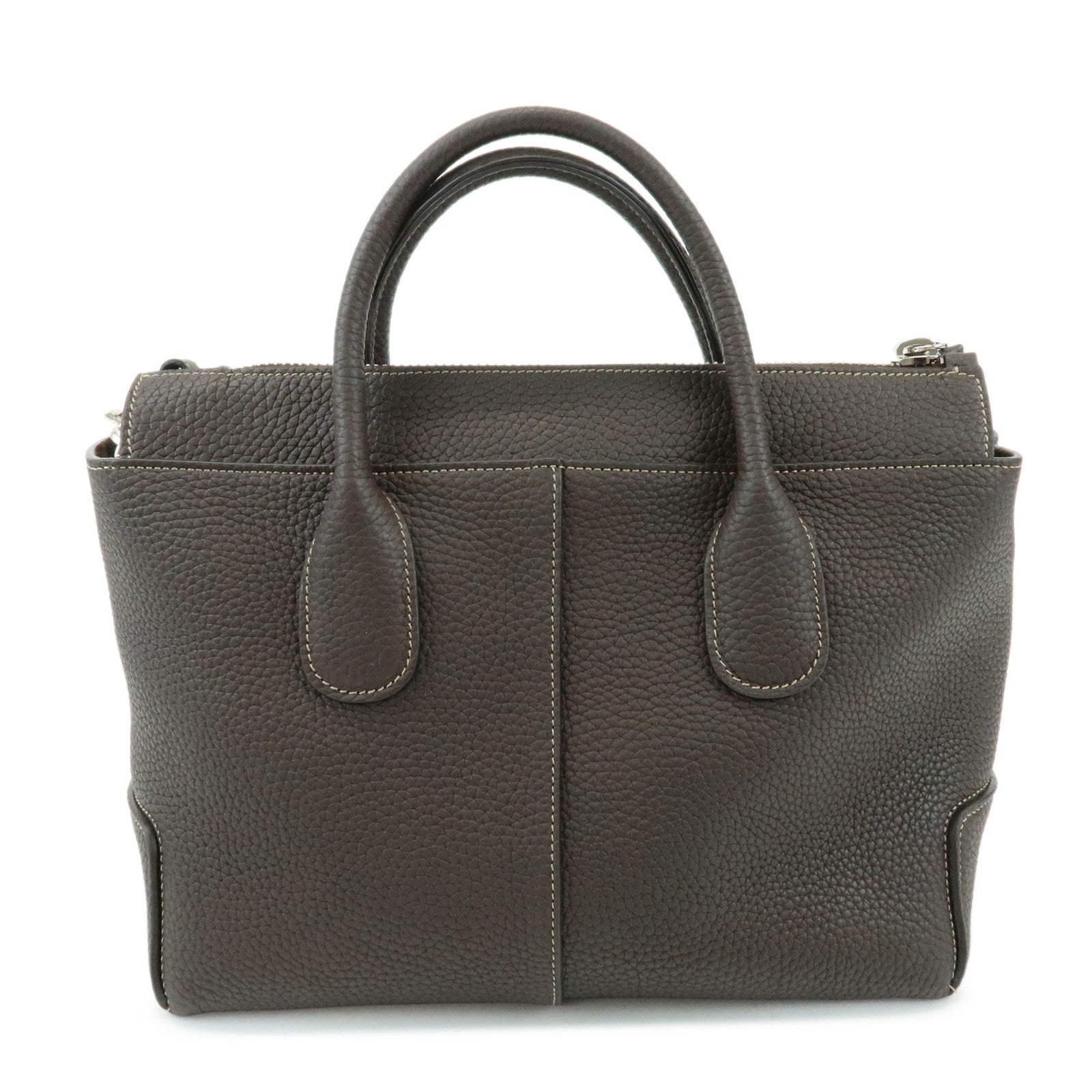 TOD'S Di Leather 2Way Bag Hand Bag Shoulder Bag Dark Brown