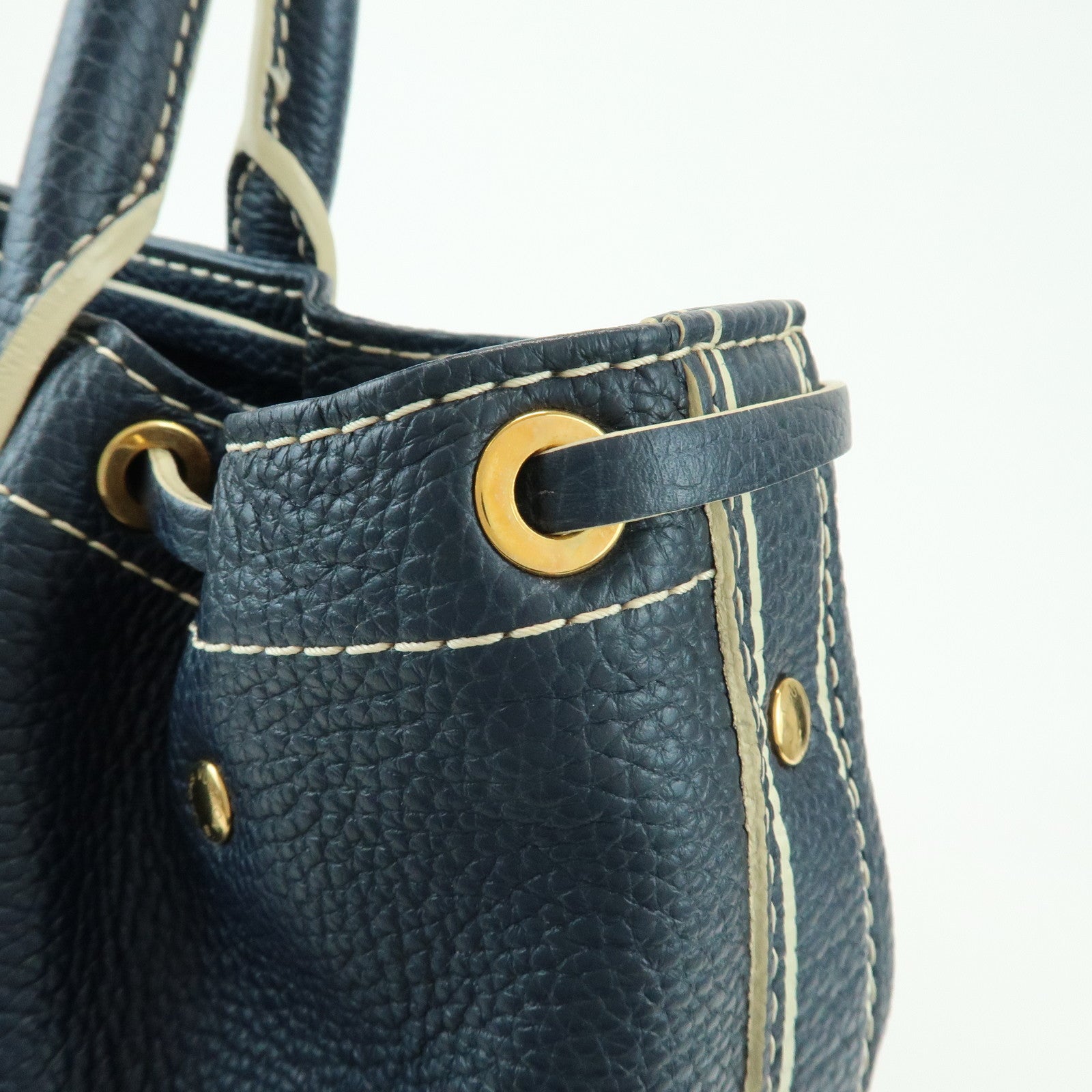 Louis Vuitton T&B Tobago Leather Shoe Bag Hand Bag Blue M95149