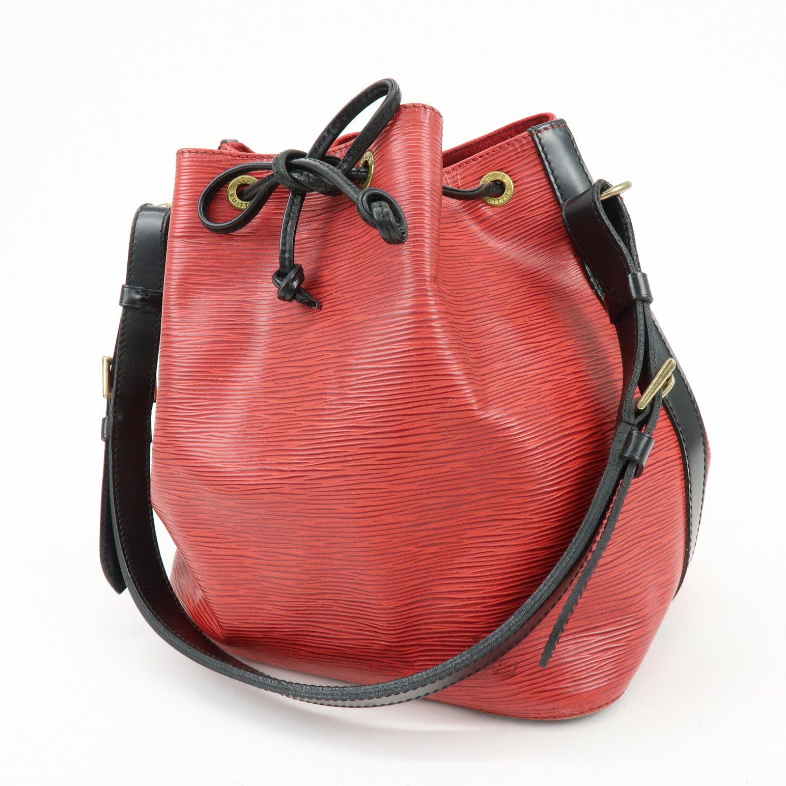 Louis Vuitton Epi Petit Noe Shoulder Bag Noir Castilian Red M44172