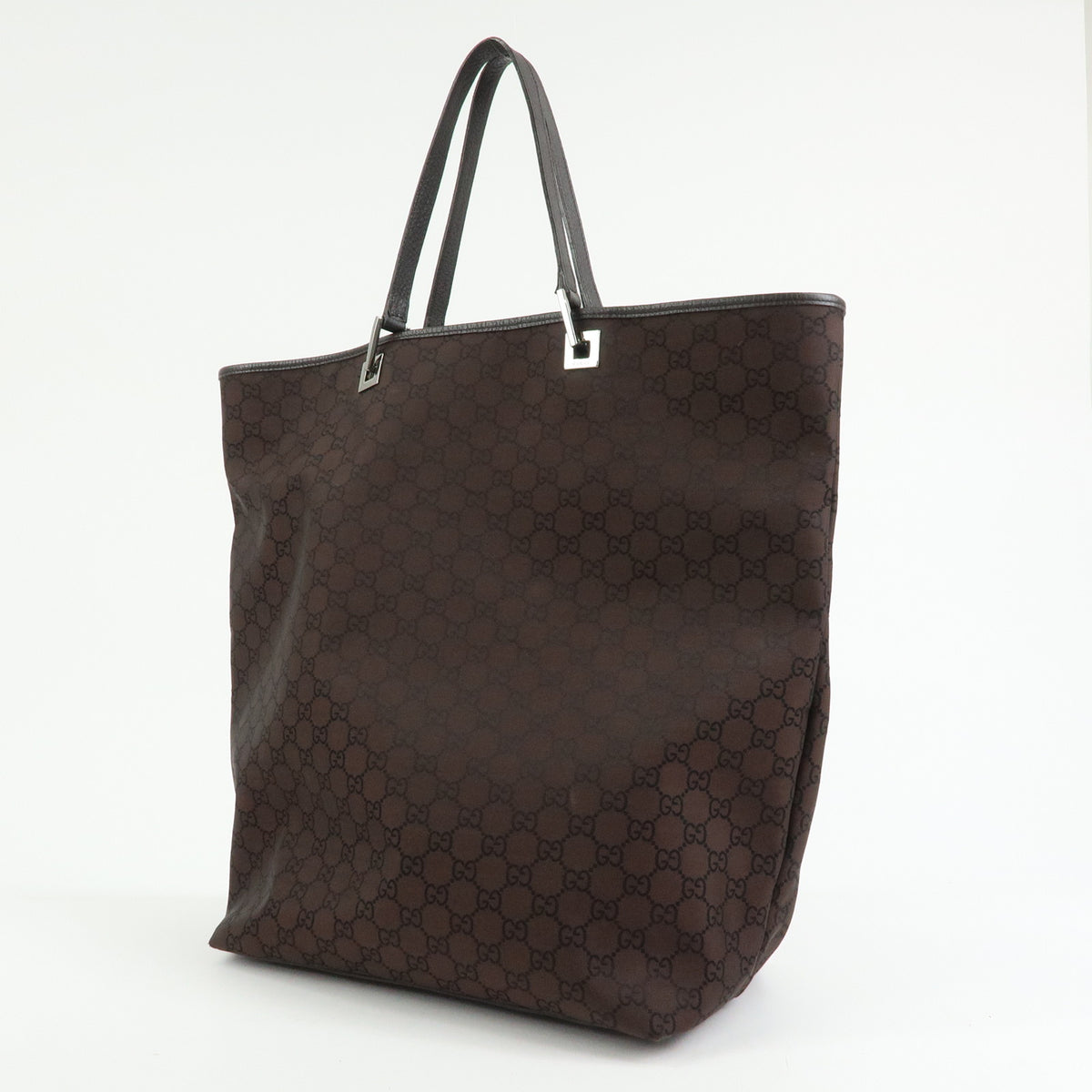 GUCCI GG Nylon Leather Tote Bag Shoulder Bag Brown 269123