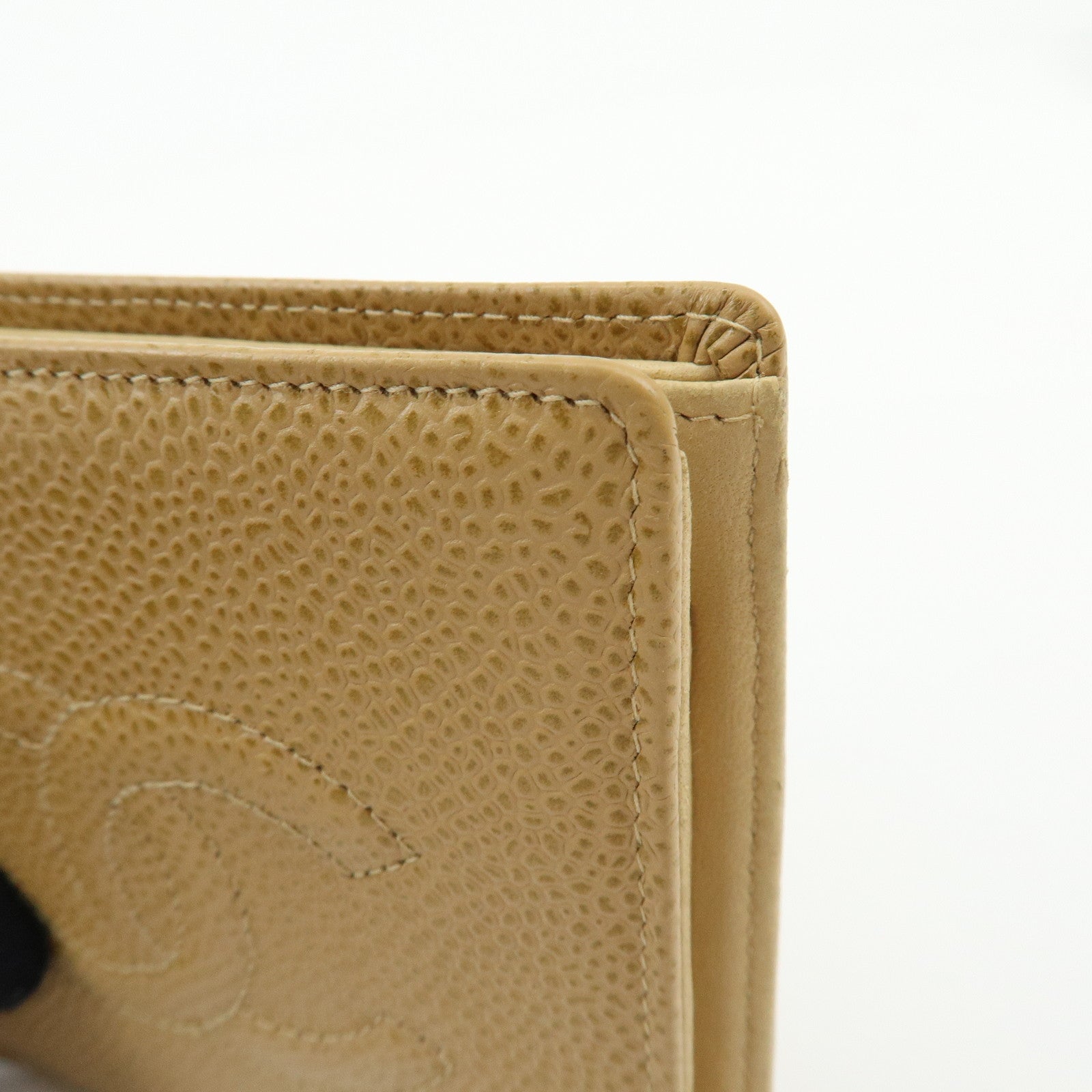 CHANEL COCO Mark Caviarskin Compact Wallet Beige