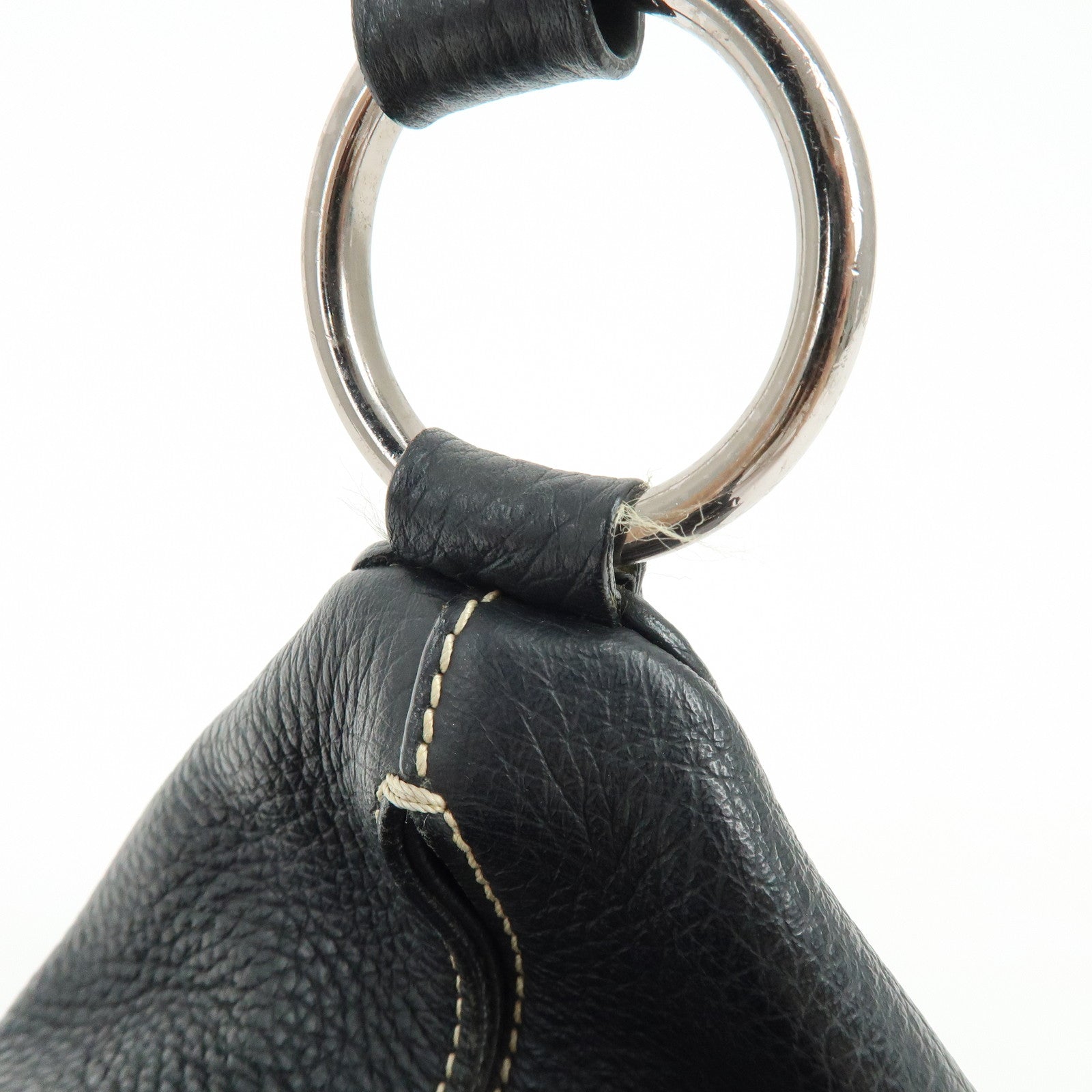 TOD'S Leather Stitched Buckle Hand Bag Shoulder Bag Black