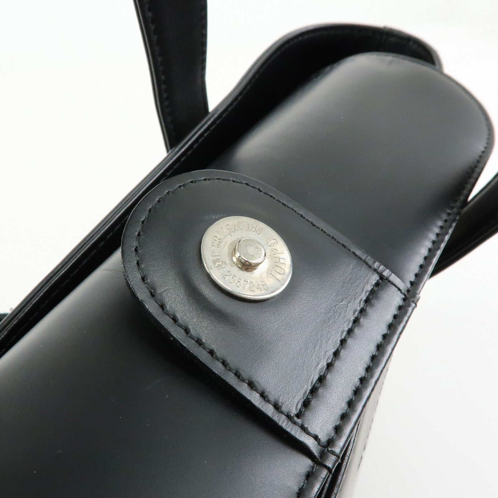 BURBERRY Nova Plaid Leather Canvas Tote Bag Hand Bag Black