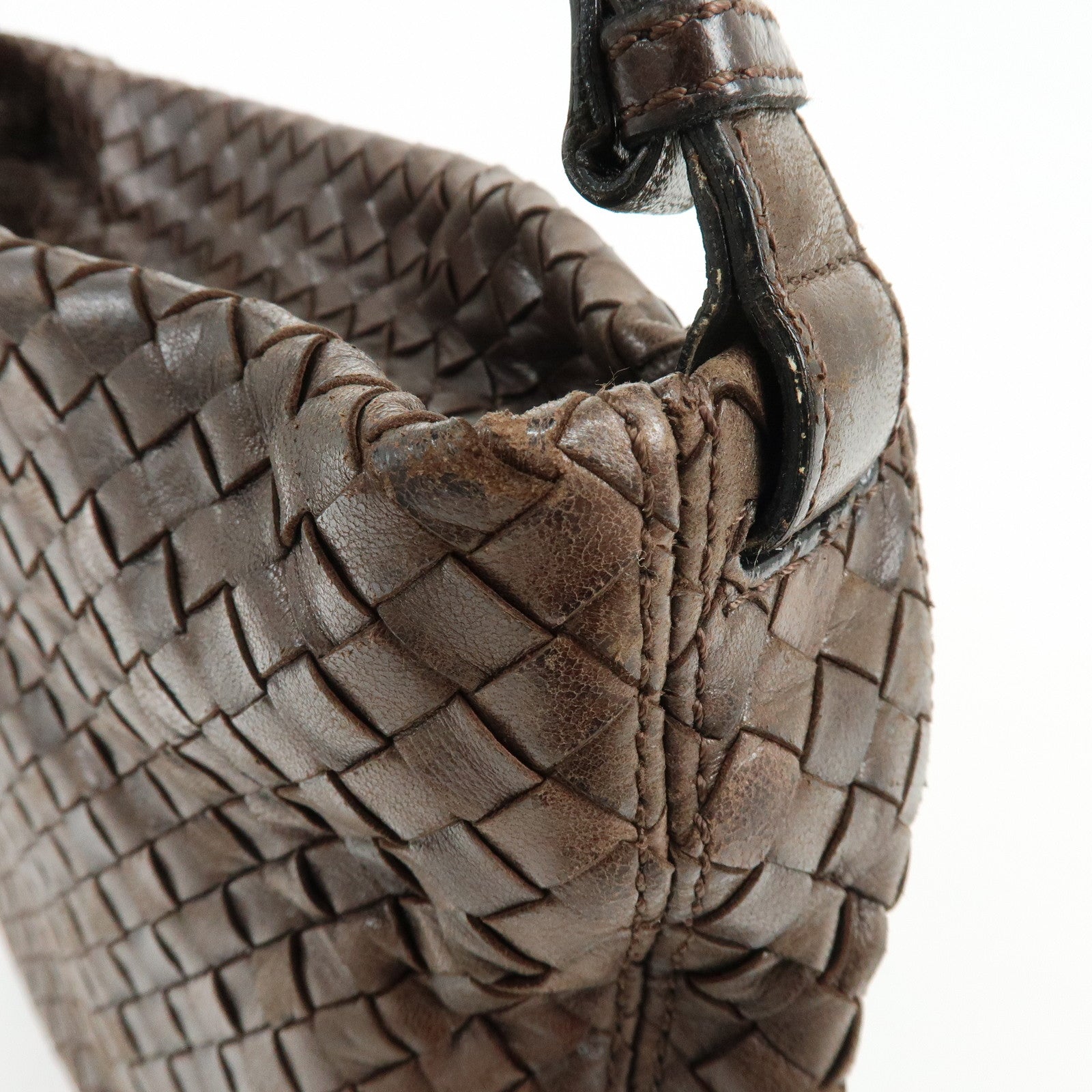 BOTTEGA VENETA Intrecciato Leather Shoulder Bag Hand Bag Brown