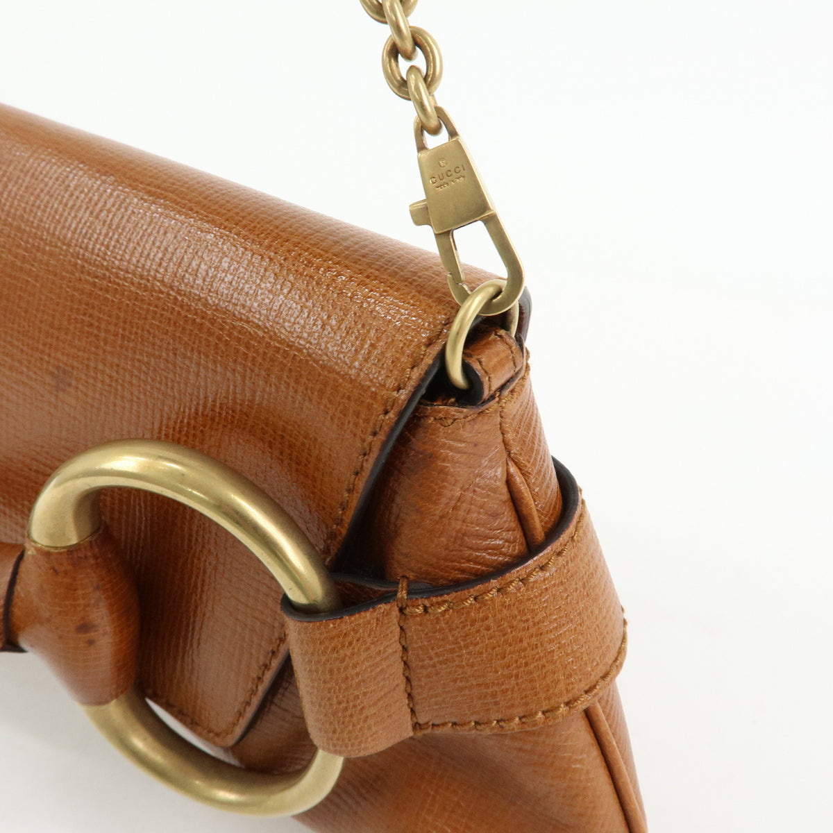 GUCCI Horsebit Leather Chain Shoulder Bag Hand Bag Brown 120134