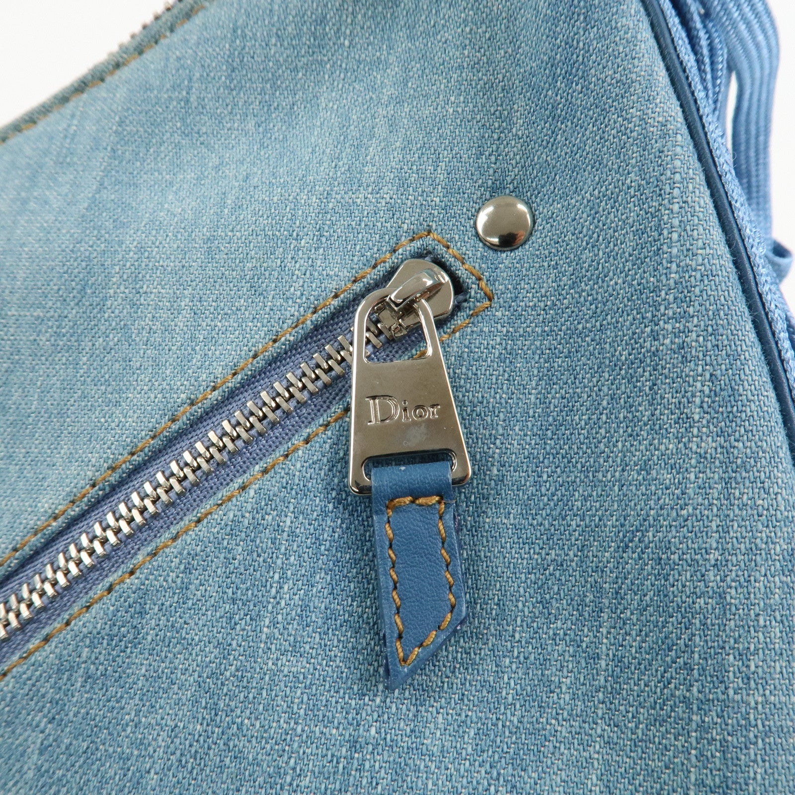 Christian Dior Admit It Denim Leather Shoulder Bag Light Blue Used