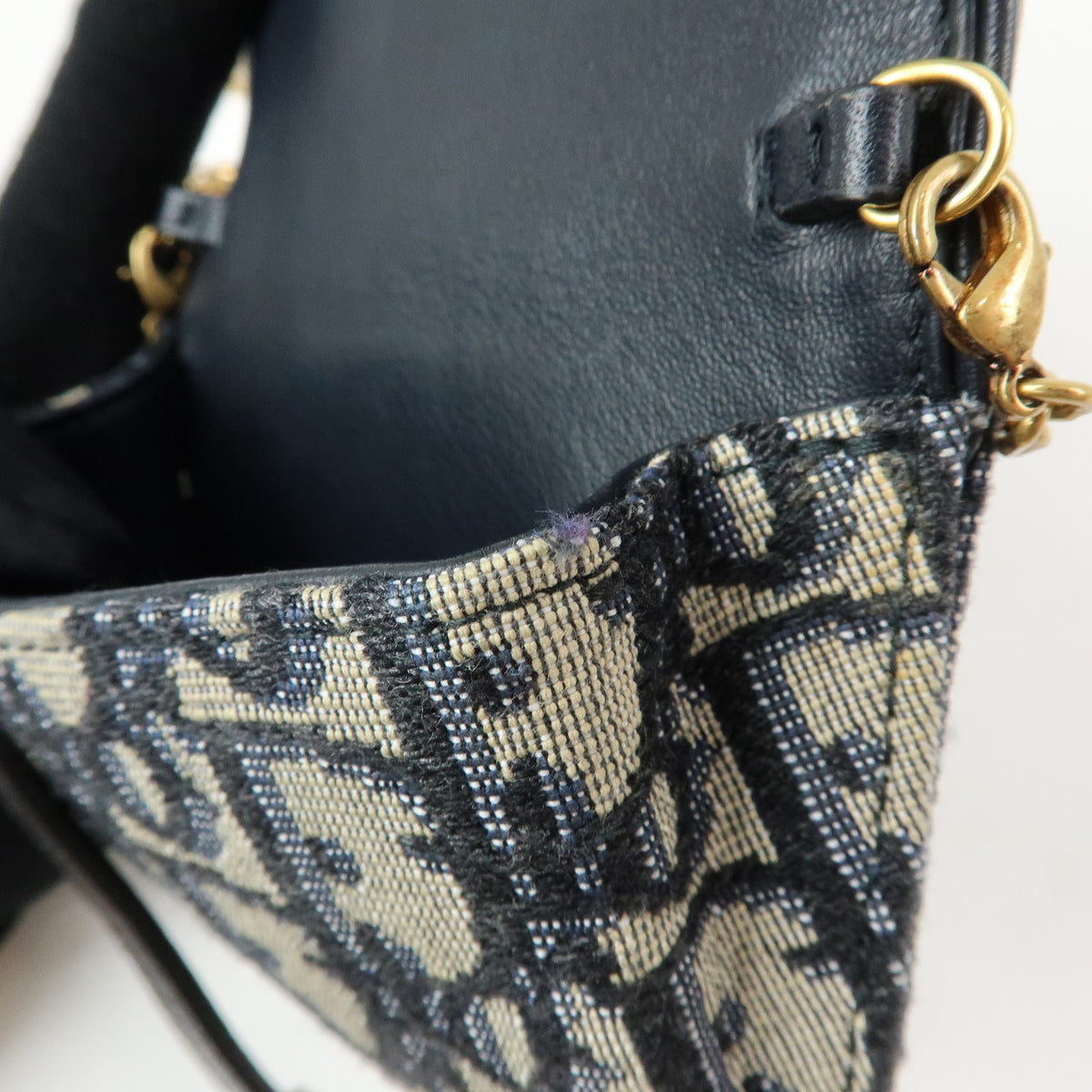 Christian Dior Oblique Saddle Jacquard Canvas Chain Shoulder Pouch