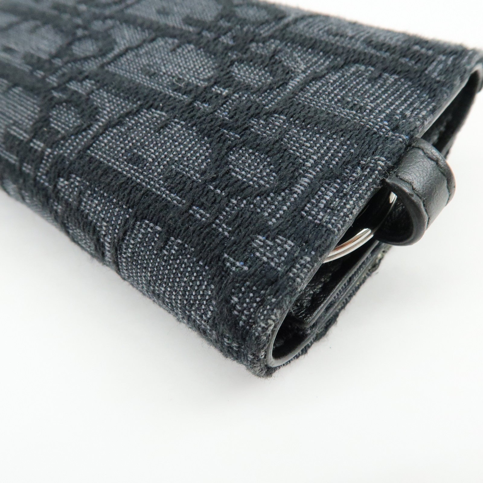 Christian Dior Oblique Canvas Leather 6 Rings Key Case Black