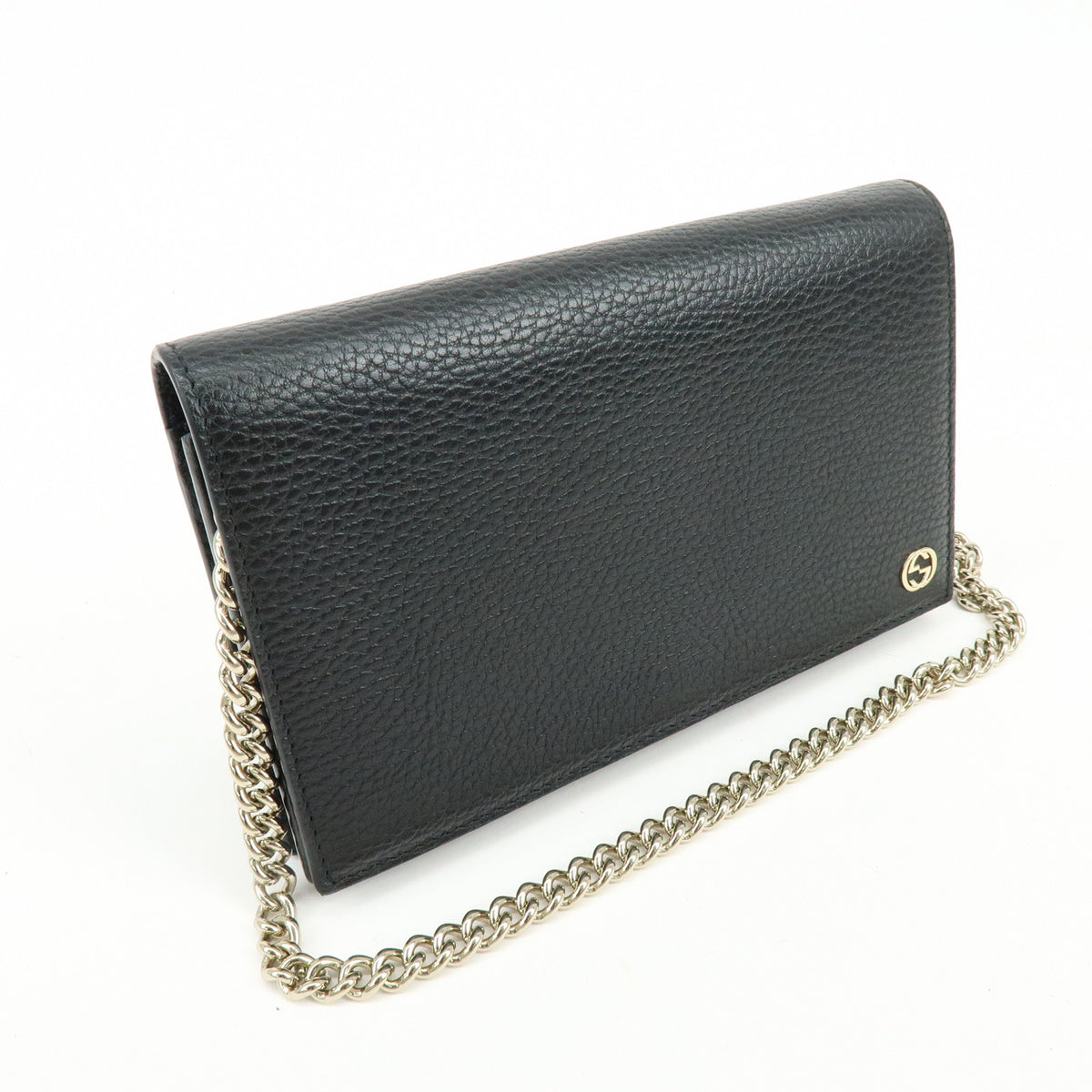 GUCCI Interlocking G Calf Leather Chain Wallet Shoulder Bag 466506