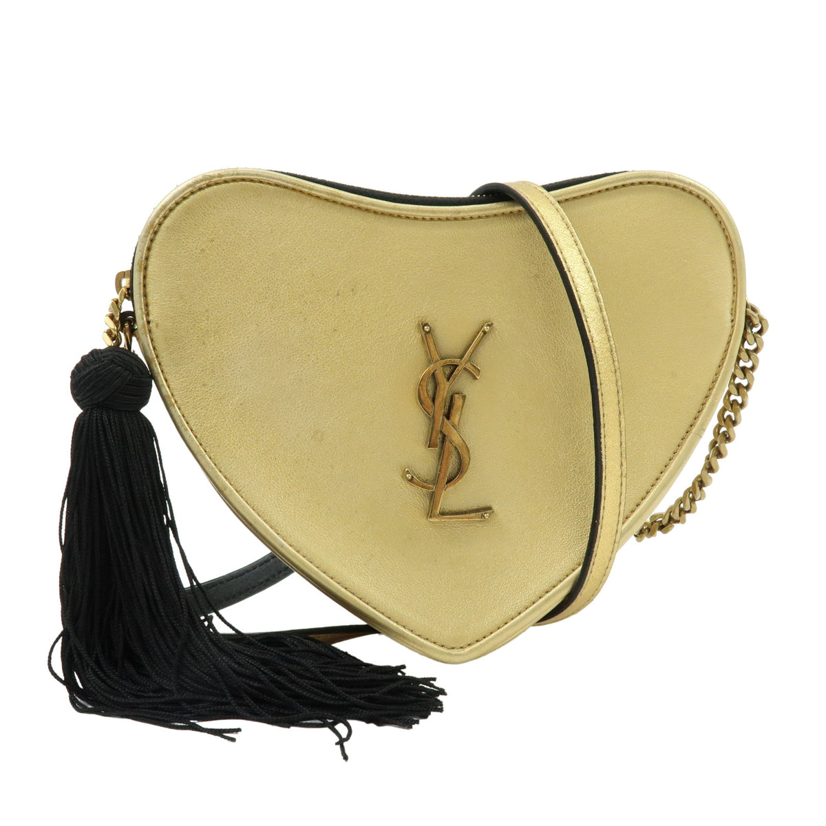 SAINT LAURENT PARIS Cassandra Leather Shoulder Bag Tassel Gold 540694