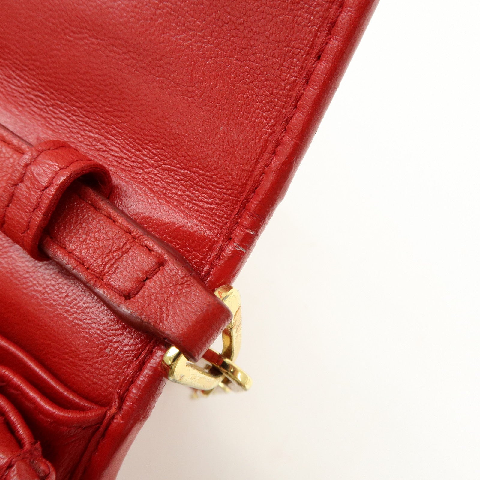 MIU MIU Nappa Leather Chain Long Wallet Shoulder Bag Red