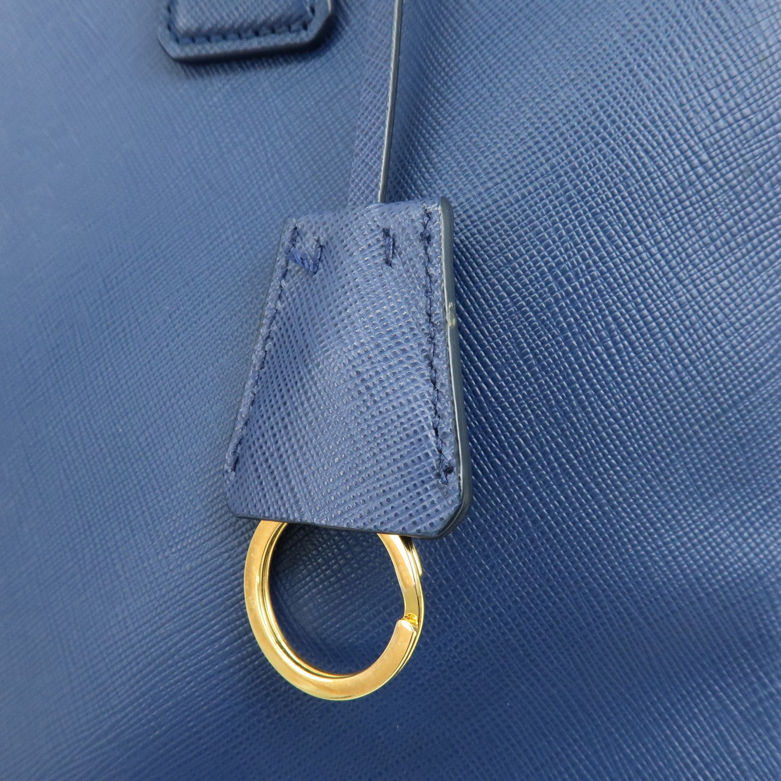 PRADA Galleria Triangle Log Saffiano Leather 2Way Hand Bag Blue BN2274