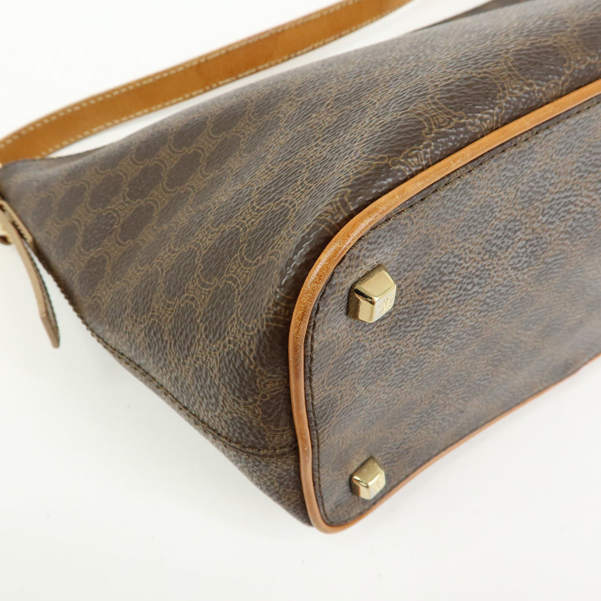CELINE Macadam Leather Shoulder Bag Brown