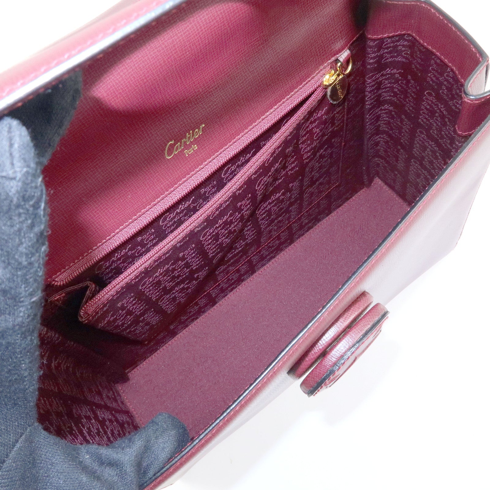 Cartier Must de Cartier Leather Top Handle Hand Bag Bordeaux