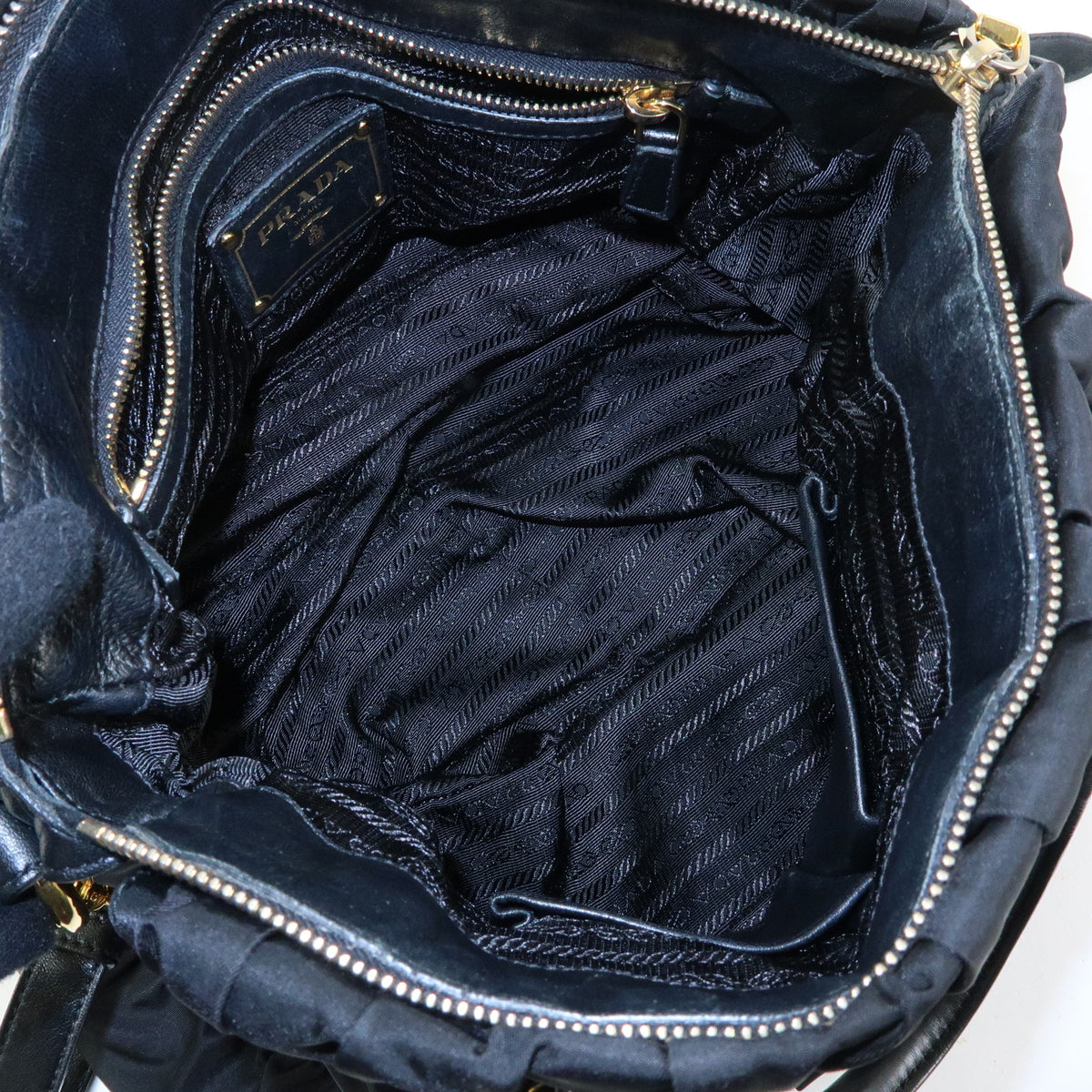 PRADA Nylon Leather TESSUTO GAUFRE 2WAY Tote Shoulder Bag Black BN1792