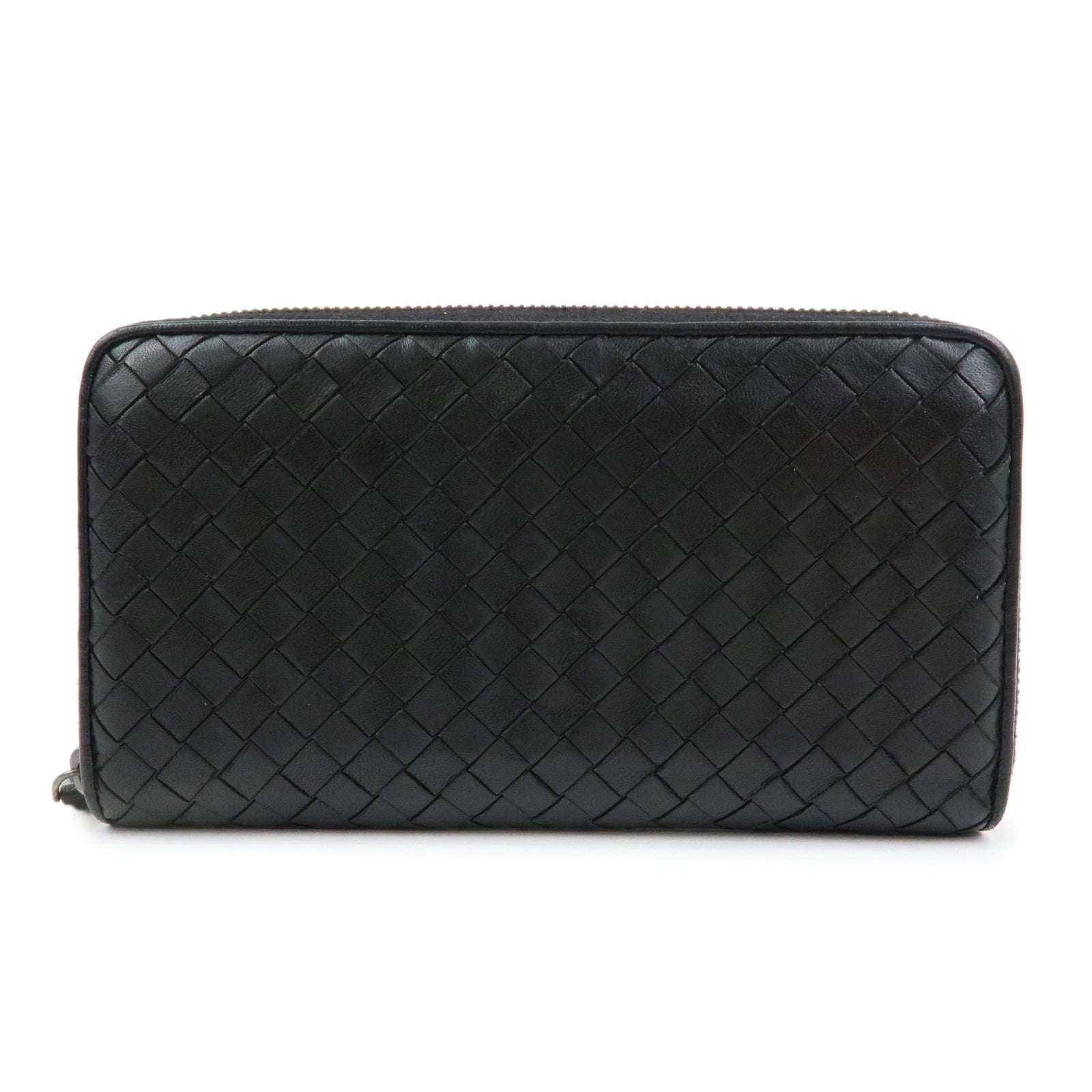 BOTTEGA VENETA Intrecciato Leather Round Zippy Long Wallet Black