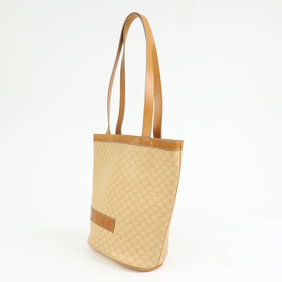 CELINE Macadam PVC Leather Shoulder Bag Tote Bag Beige Brown