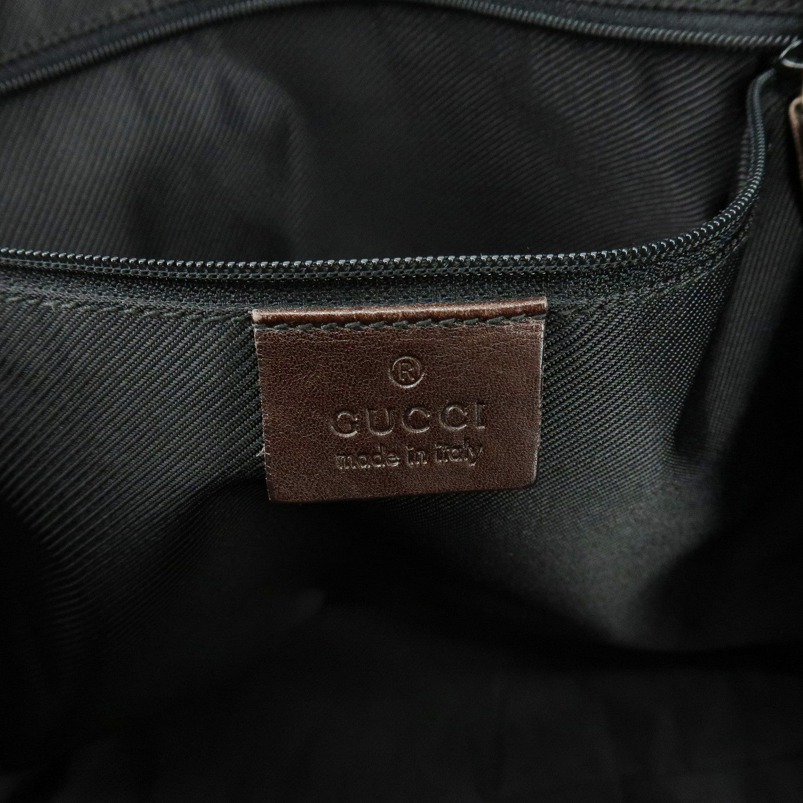 GUCCI Horsebit Interlocking G Canvas Leather Tote Bag Black 154402