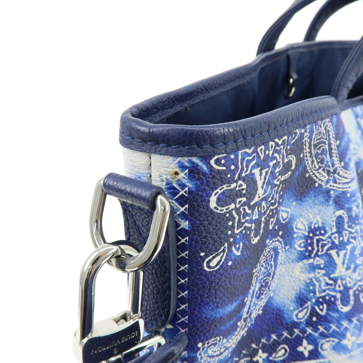 Louis Vuitton Bandana Trolley Tote Leather 2Way Hand Bag Blue M20553