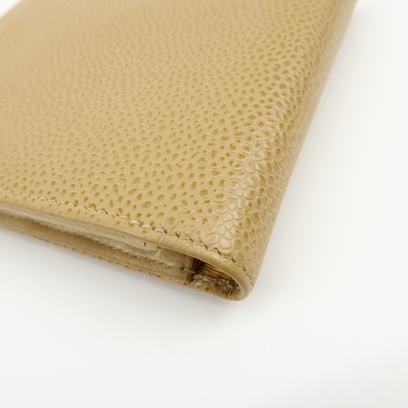 CHANEL COCO Mark Caviarskin Compact Wallet Beige