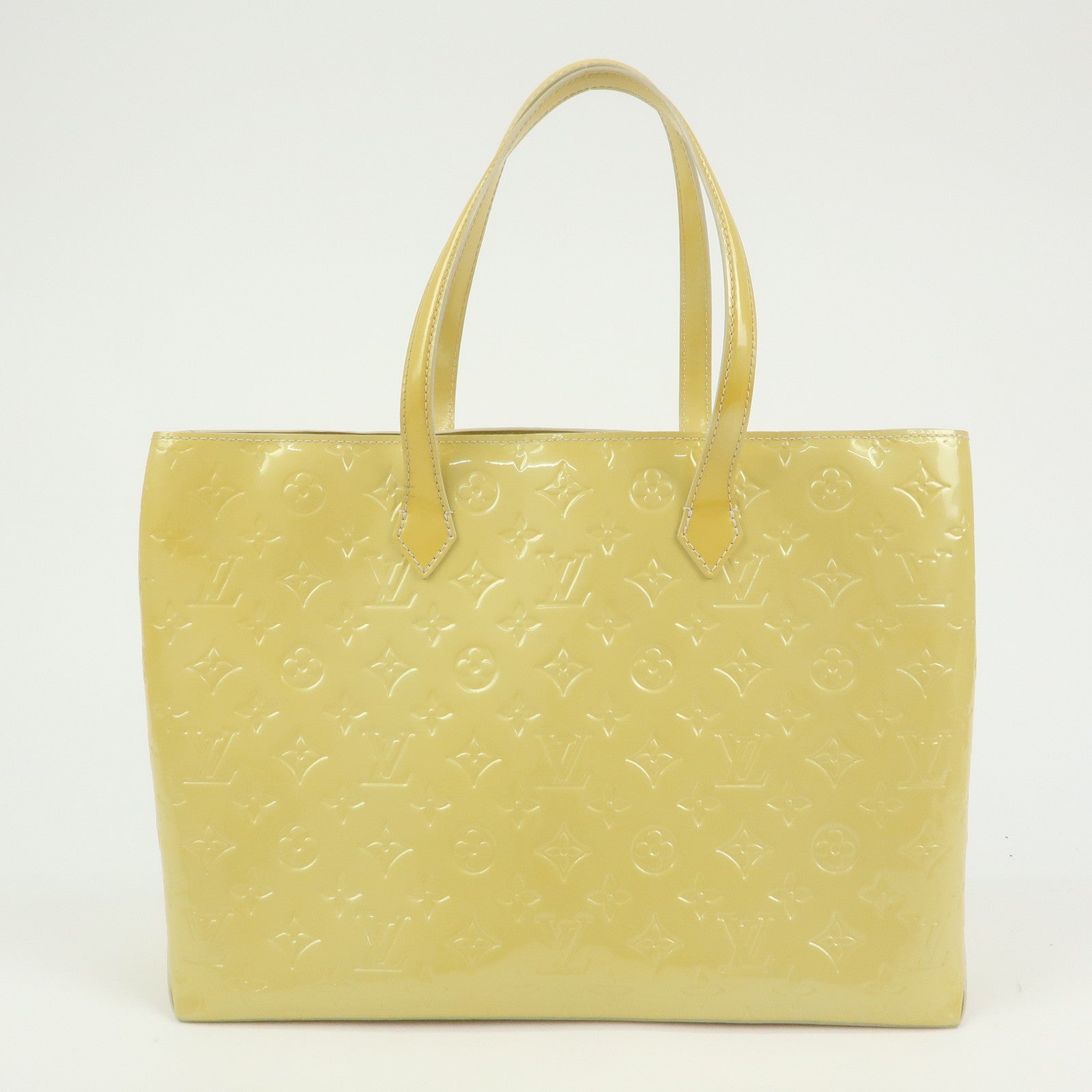 Louis Vuitton Monogram Vernis Wilshire MM Tote Bag Blanc Corail M91441