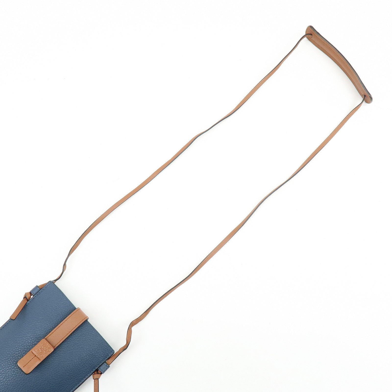 LOEWE Anagram Leather Mini Shoulder Bag Crossbody Bag Blue Brown