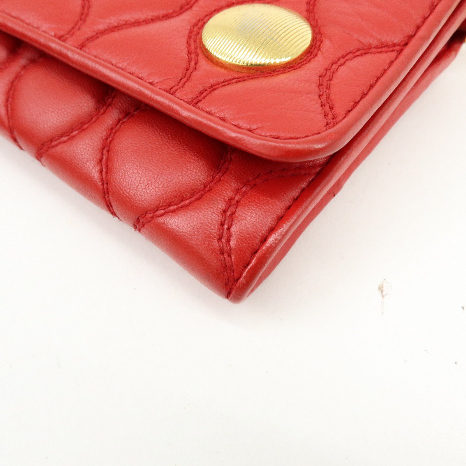 MIU MIU Nappa Leather Chain Long Wallet Shoulder Bag Red