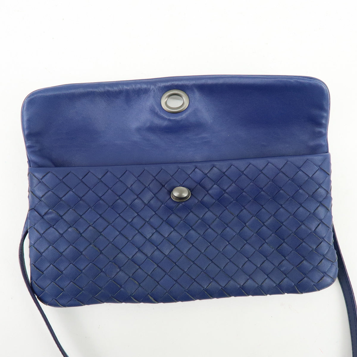 BOTTEGA VENETA Intrecciato Leather Shoulder Bag Crossbody Bag Blue