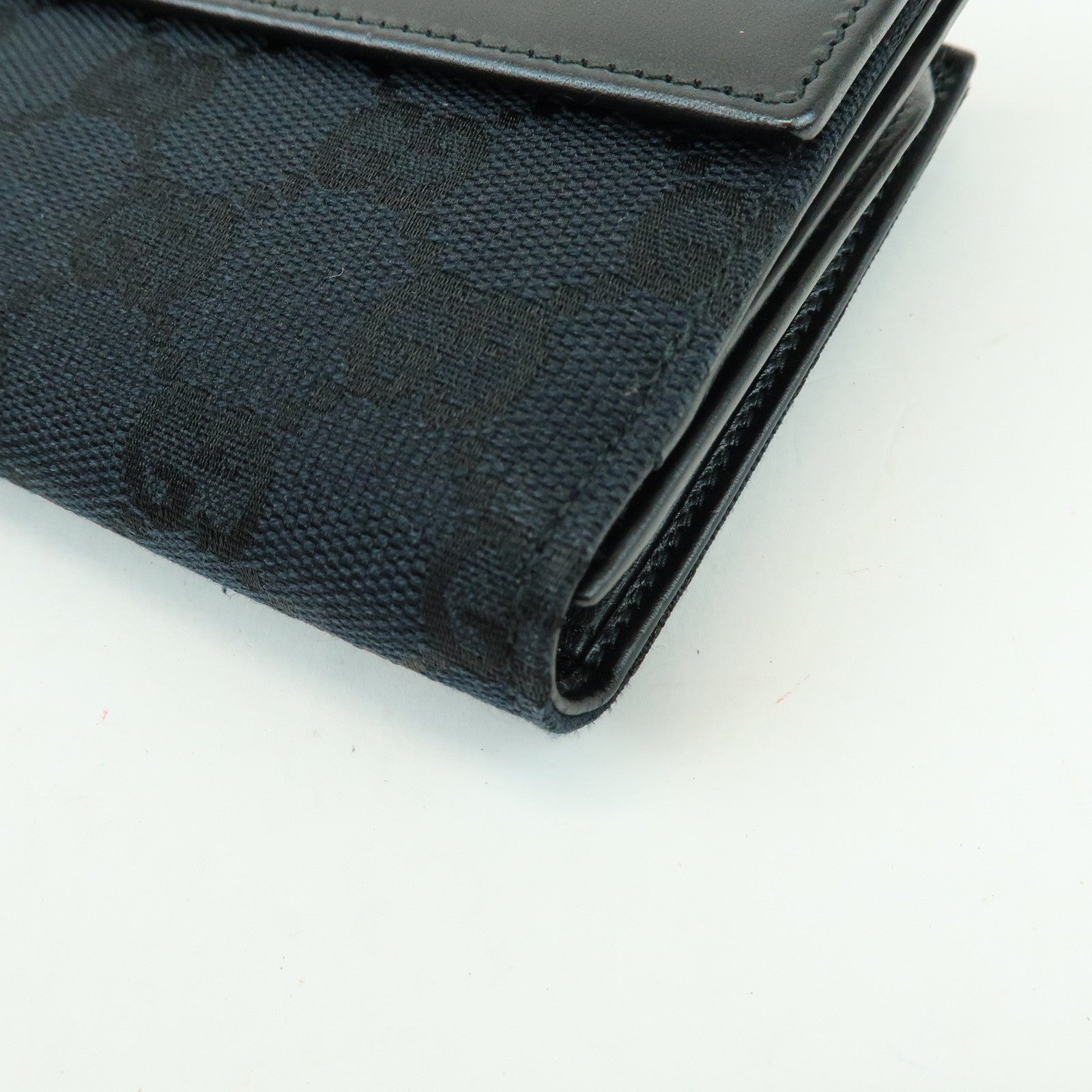 GUCCI Jackie GG Canvas Leather Bi-fold Long Wallet Black