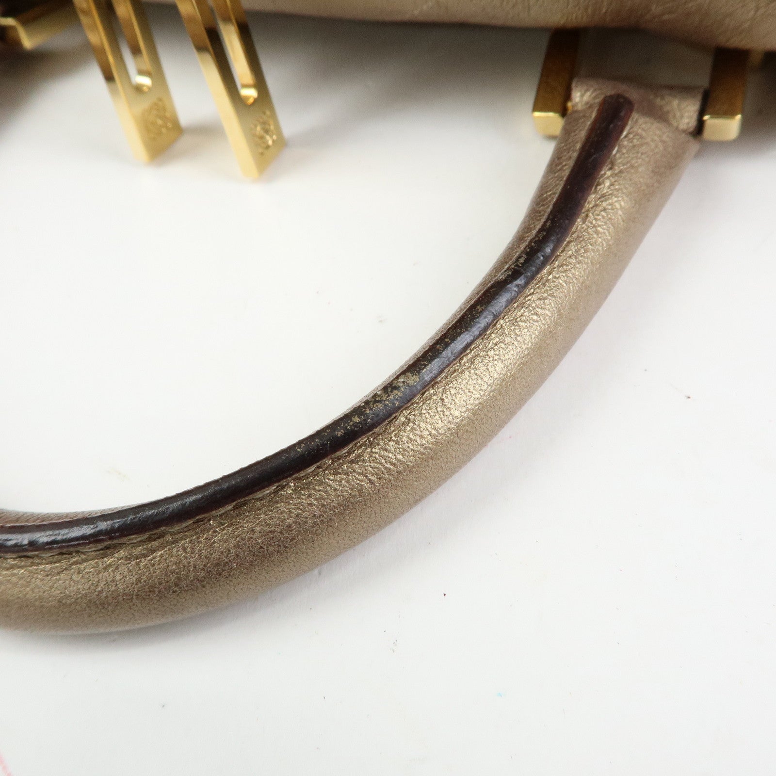 LOEWE Amazona 28 Nappa Leather Hand Bag Boston Bag Gold