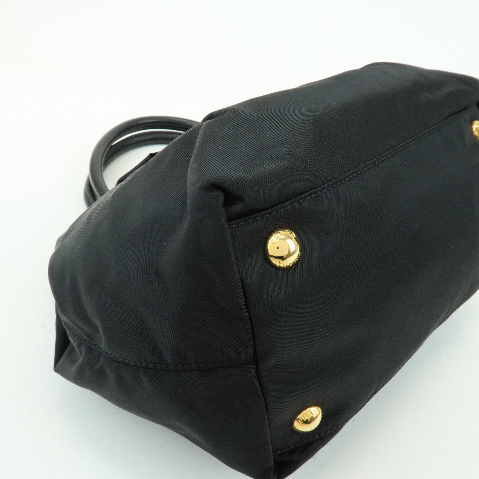 PRADA Nylon Leather Ribbon 2Way Bag Hand Bag Shoulder Bag Black