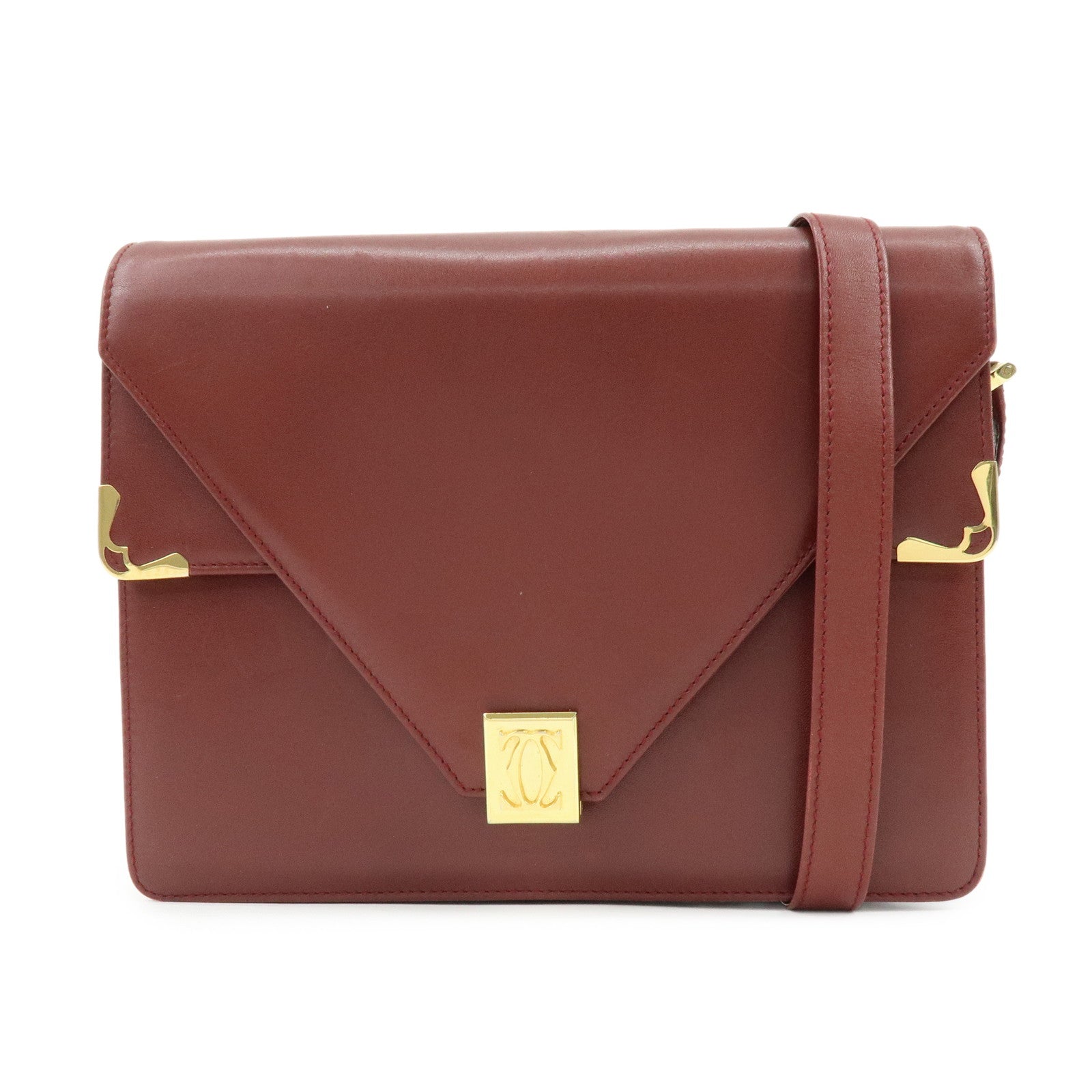 Cartier Must de Cartier Leather Double Flap Shoulder Bag Boudreaux