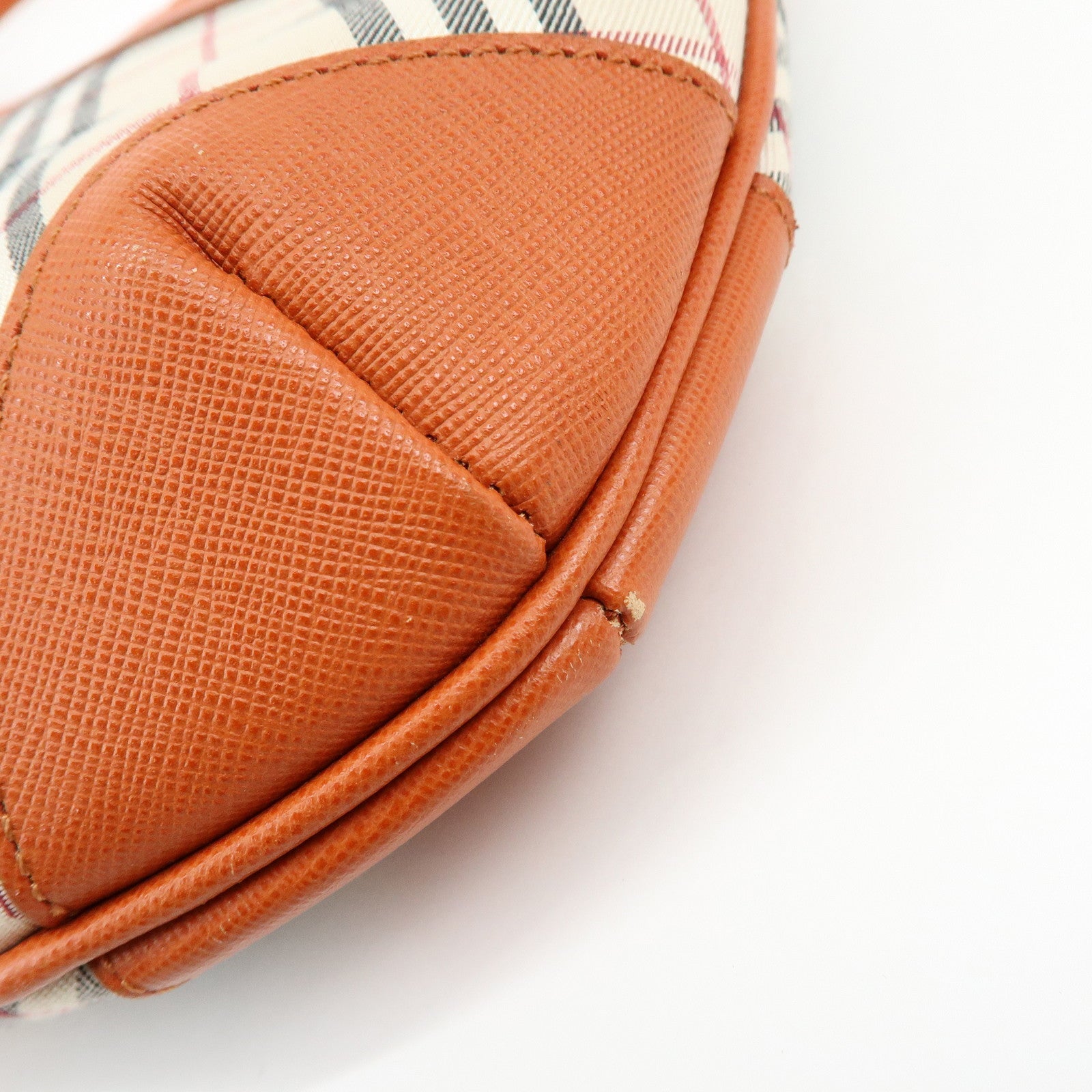 BURBERRY Nova Plaid Canvas Leather Shoulder Bag Beige
